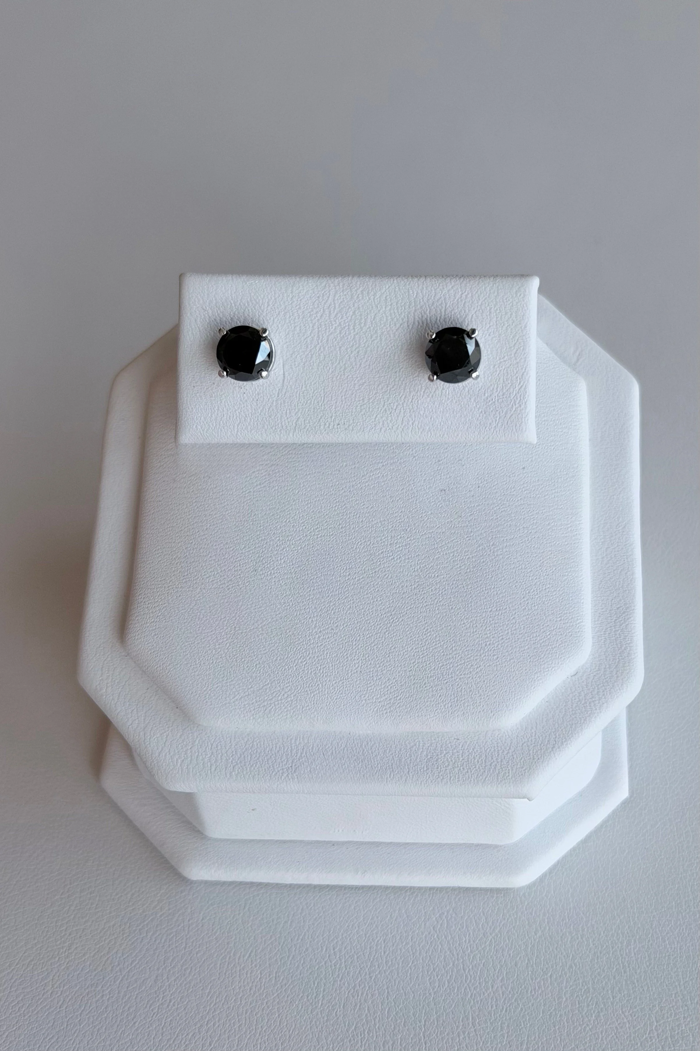 14K WHITE GOLD 1.50 CT BLACK DIAMOND STUD EARRINGS