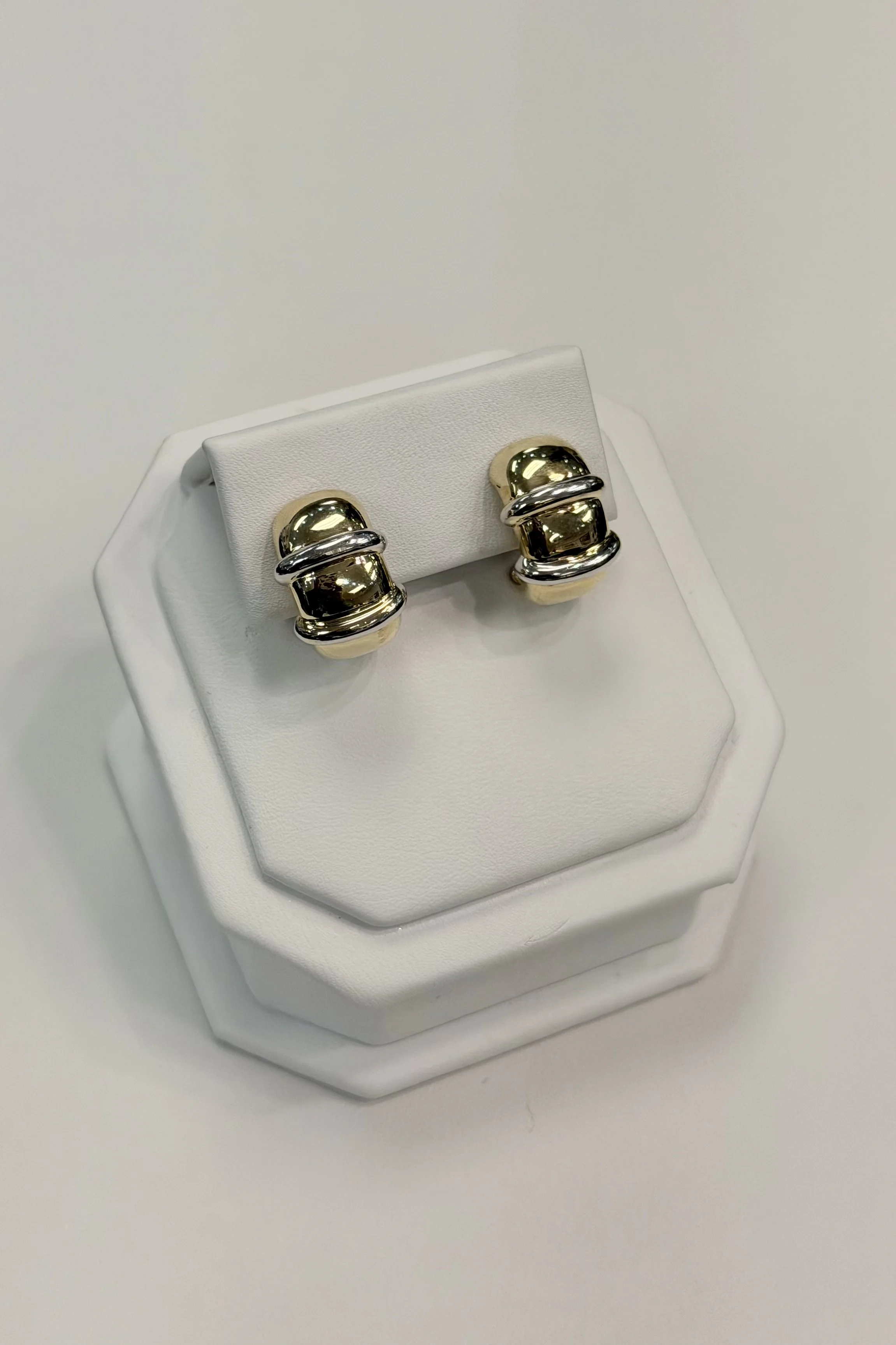 14K TWO-TONE HALF HOOP EARRINGS