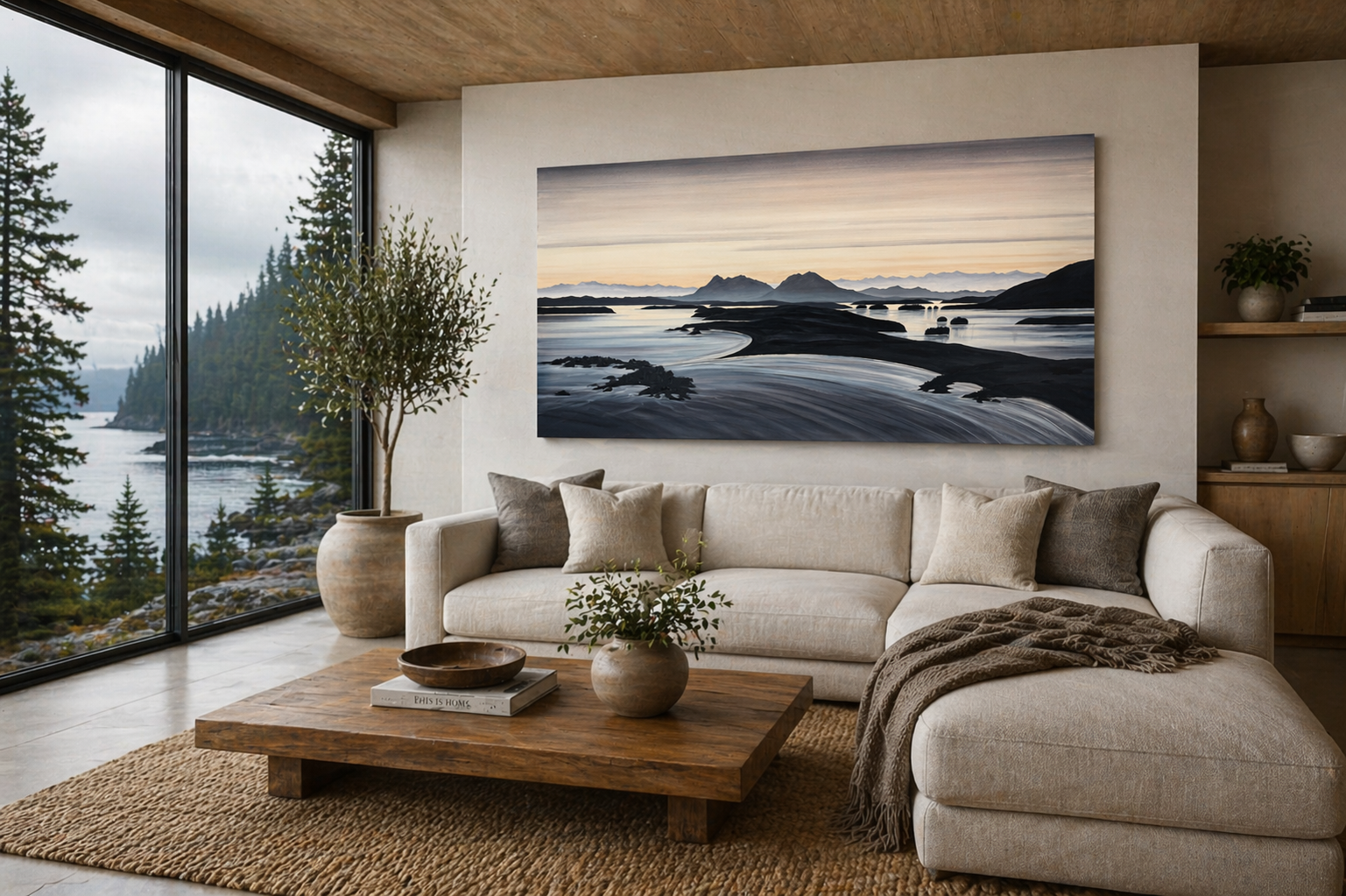 Magda Johnson painting - Tofino aerial view - Vancouver Island artist