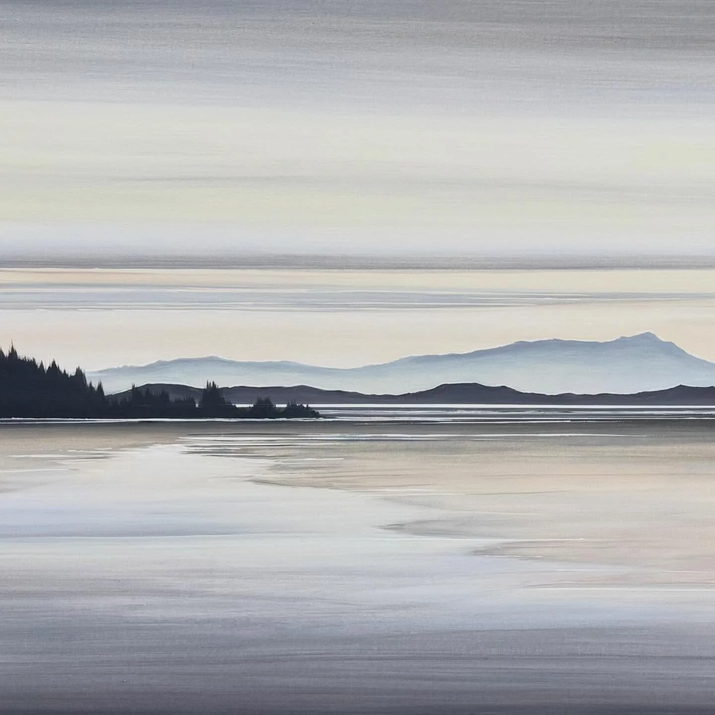 CASTAWAY 
30 x 60&rdquo;
Acrylic on stretched canvas
Available @vibeartsqb 

Fall, winter, spring, summer &mdash; no matter the season, you can find me strolling this beach beneath the rolling clouds above. They don&rsquo;t keep me away. Their presen