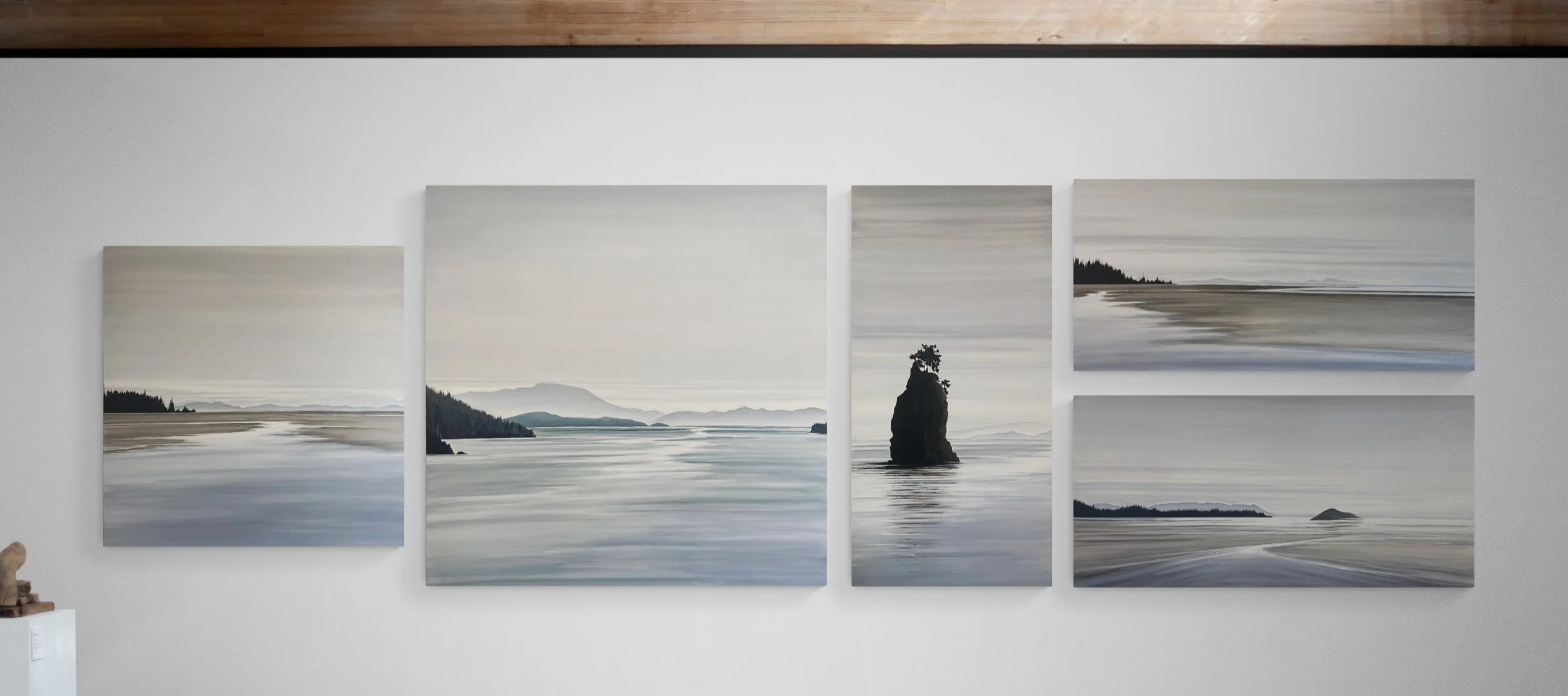 Magda Johnson Canadian Painter - TIDELINES COLLECTION - Available at The Gallery at Mattick's Farm. Rathtrevor Beach painting, Sunshine Coast BC painting, Siwash Rock in Stanley Park painting, Incinerator Rock on Long Beach Tofino painting