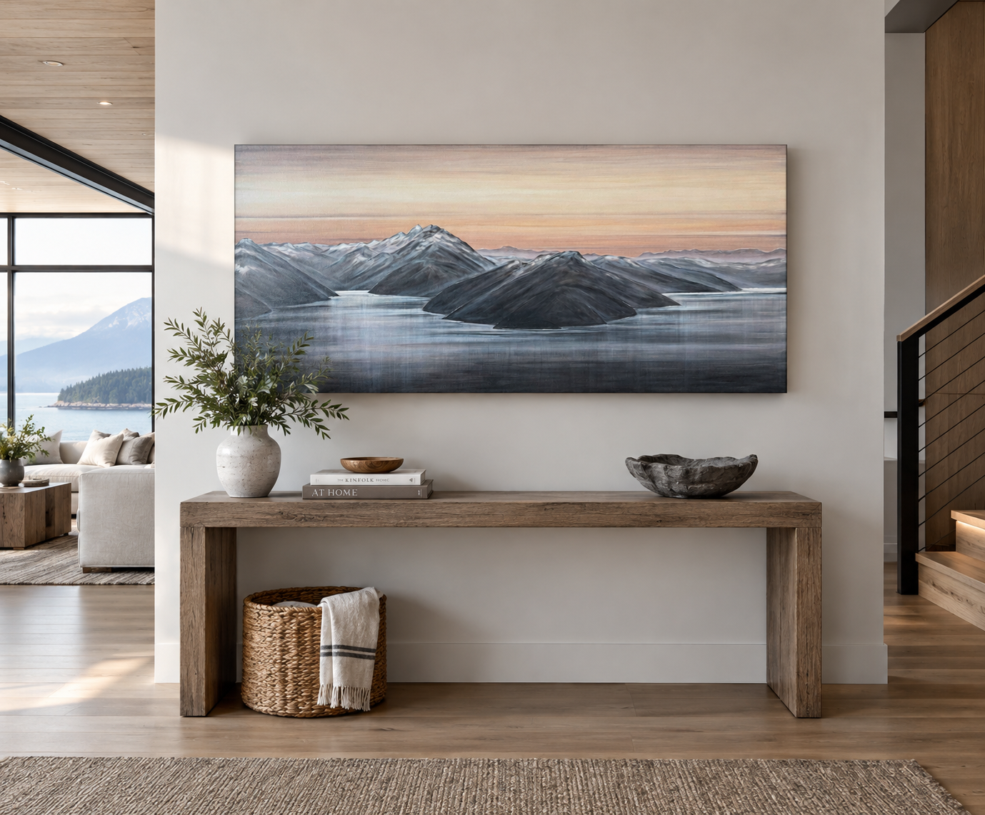 Panorama Ridge - Garibaldi - PLACID ON PANORAMA by Magda Johnson Canadian landscape artist 36 x 72%22 acrylic painting