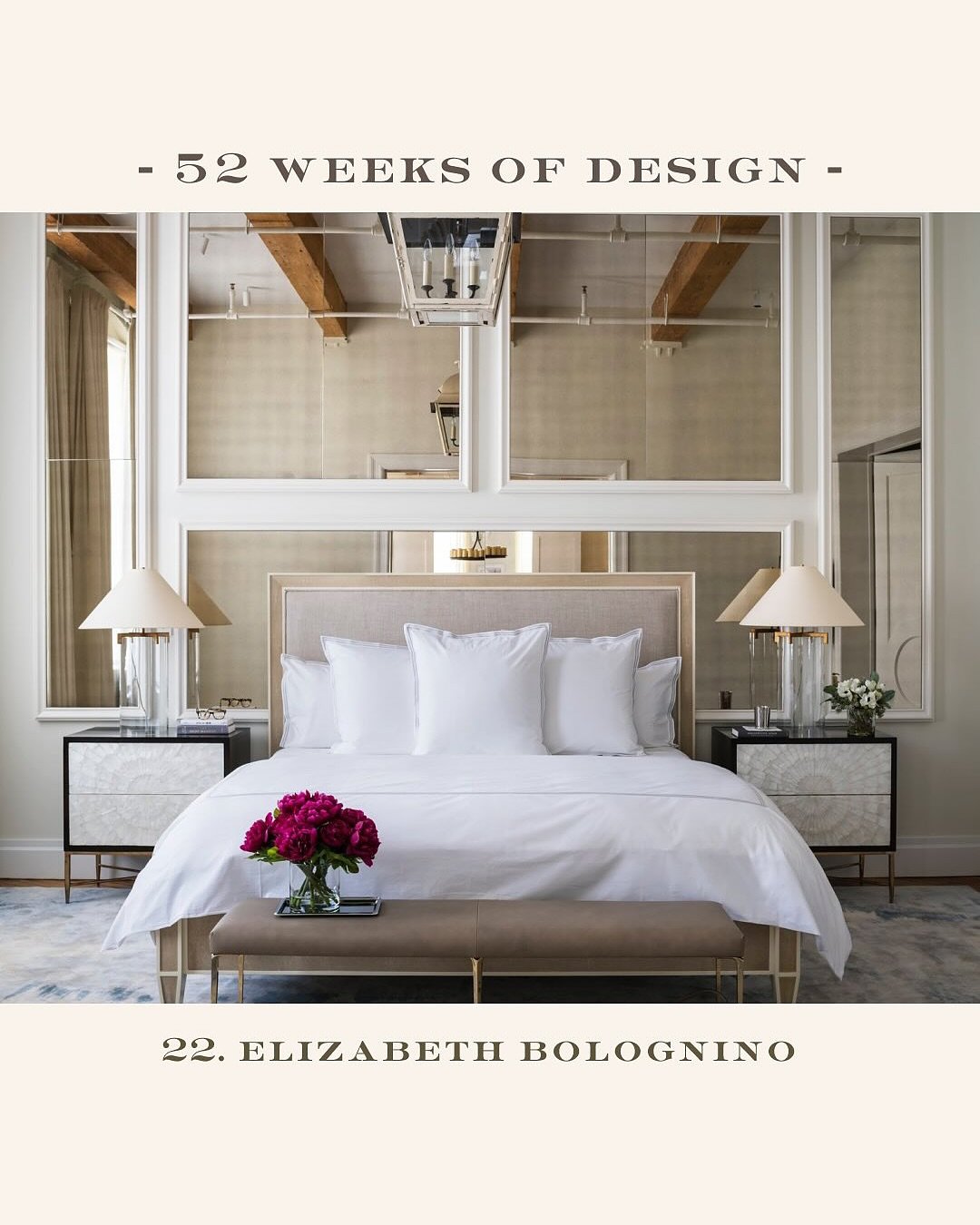 Grateful to be featured in Week No. 22 of #52weeksofdesign by @alexahamptoninc, in partnership with @benjaminmoore and @kravetinc.

For the past 14 years, I&rsquo;ve been fortunate to build Elizabeth Bolognino Interiors into a practice that reflects 