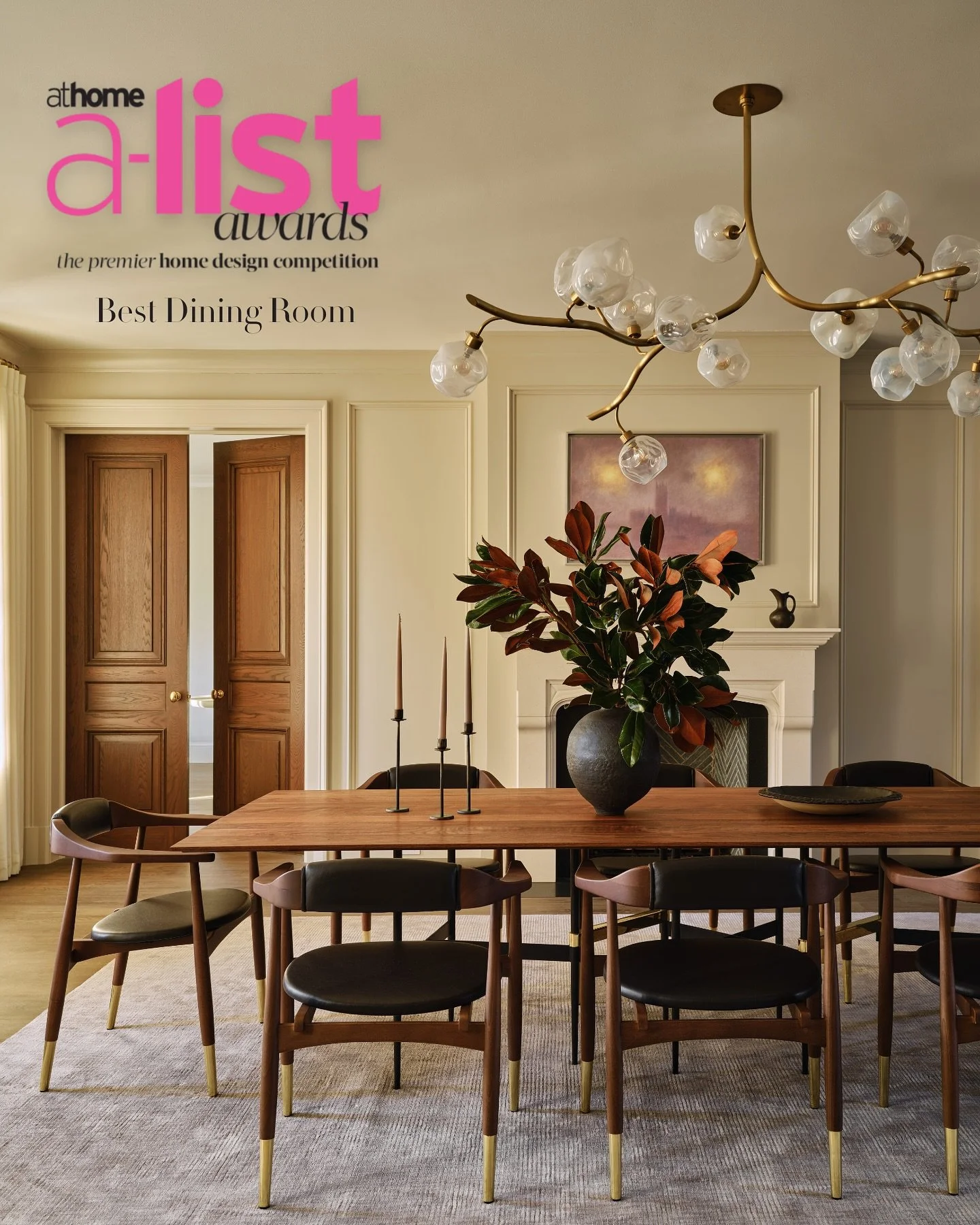 Our Greenwich formal dining room takes home @athomefc&rsquo;s A-List Award for &lsquo;Best Dining Room&rsquo;! This Greenwich space was all about respecting the home&rsquo;s traditional bones while introducing unexpected modern elements. The interpla