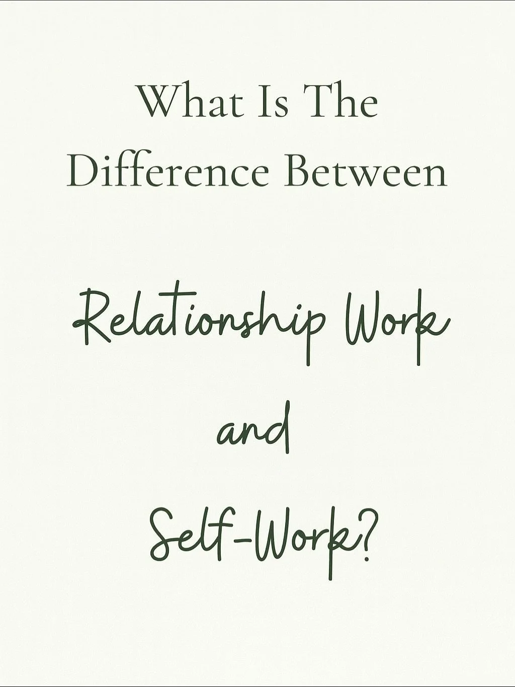 💚 True healing begins within.
Before we can show up in love, we must meet ourselves with compassion.

✨ Self-work is the courage to sit with your pain, understand your patterns, and learn to respond with grace instead of protection.
🌿 Relationship 