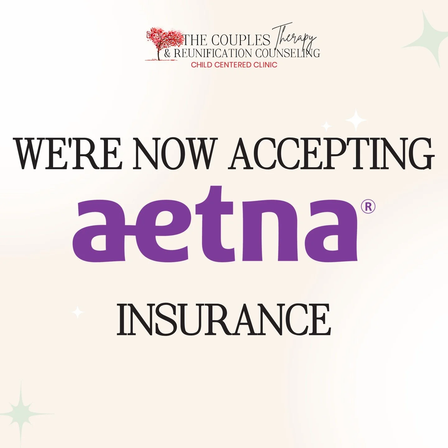 We&rsquo;re excited to share that therapy is now more accessible for our community:
The Couples Therapy &amp; Reunification Counseling is now accepting Aetna insurance. 💜

Our goal is simple:
To make healing available to more families, couples, and 