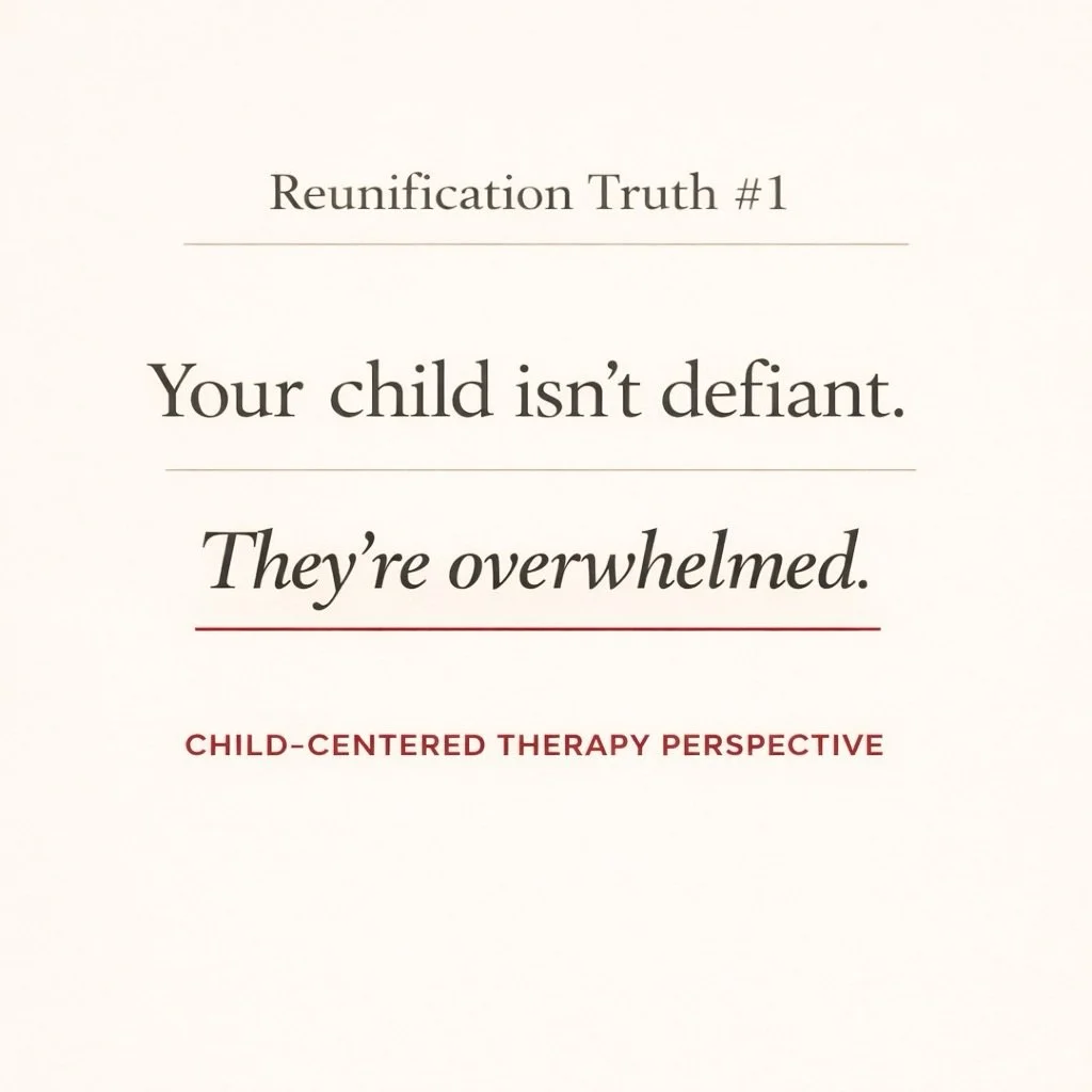 When a child resists contact
most adults assume defiance or manipulation
but clinically we see fear, loyalty binds, and nervous system overload
not bad behavior

Pushing harder doesn&rsquo;t heal it
structure does
safety does
the right pacing does

T