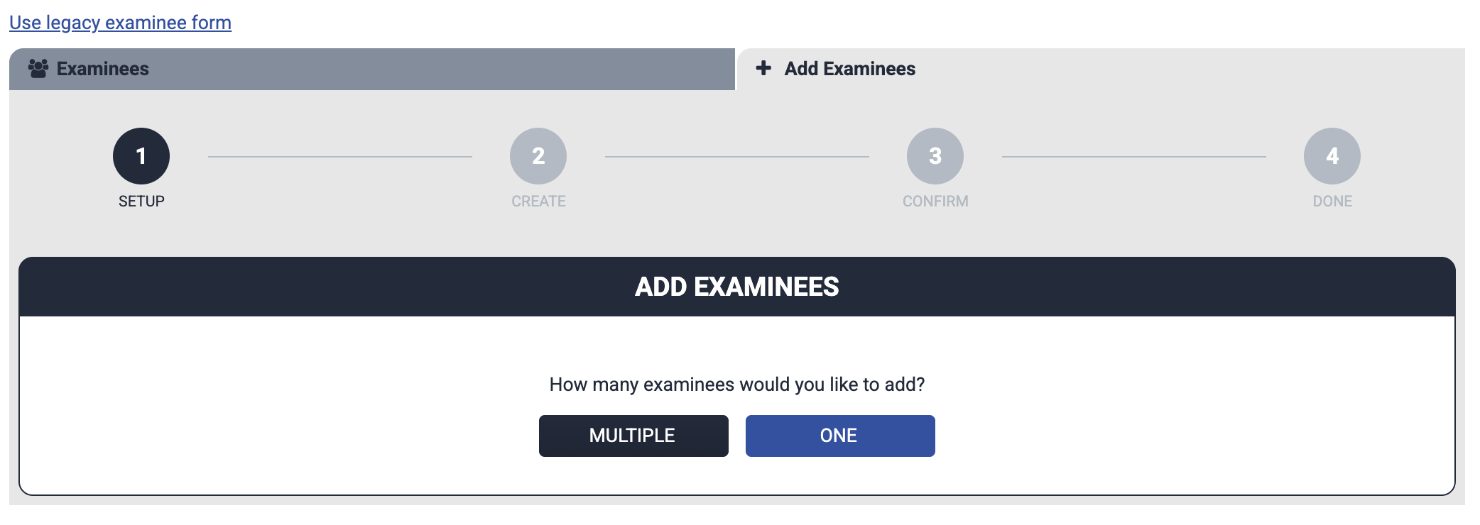 add examinees wizard