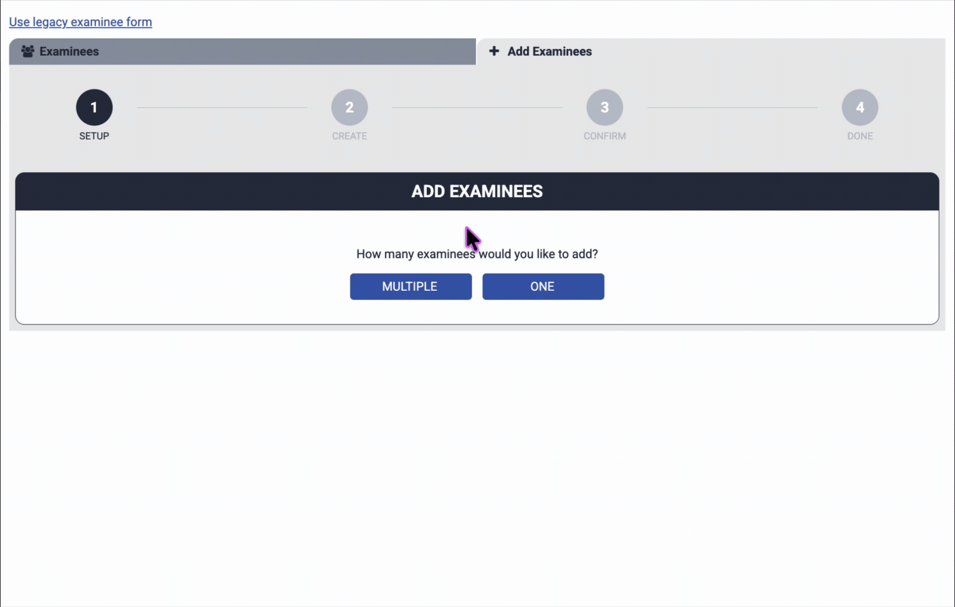 add multiple examinees animation