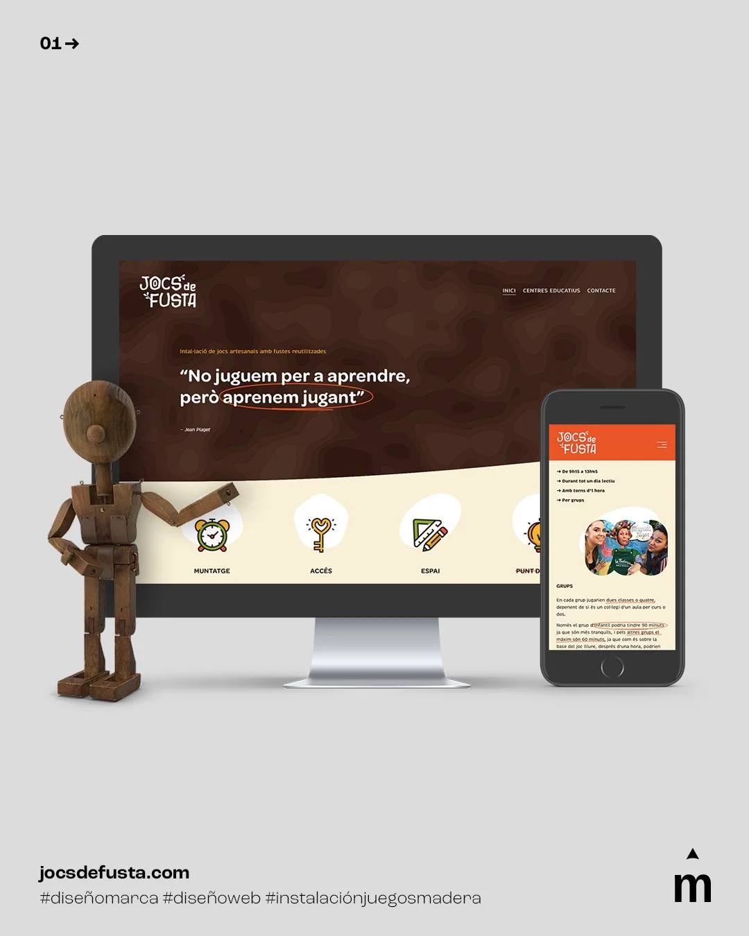 BRANDING + DISE&Ntilde;O WEB/ Jocs de Fusta
.
🪵 Intal&middot;laci&oacute; de jocs artesanals amb fustes reutilitzades
.
➡️ www.jocsdefusta.com
.
.
#dise&ntilde;o #grafico #creativedesign #freelancedesigner #graphicdesign #dise&ntilde;ogr&aacute;fico