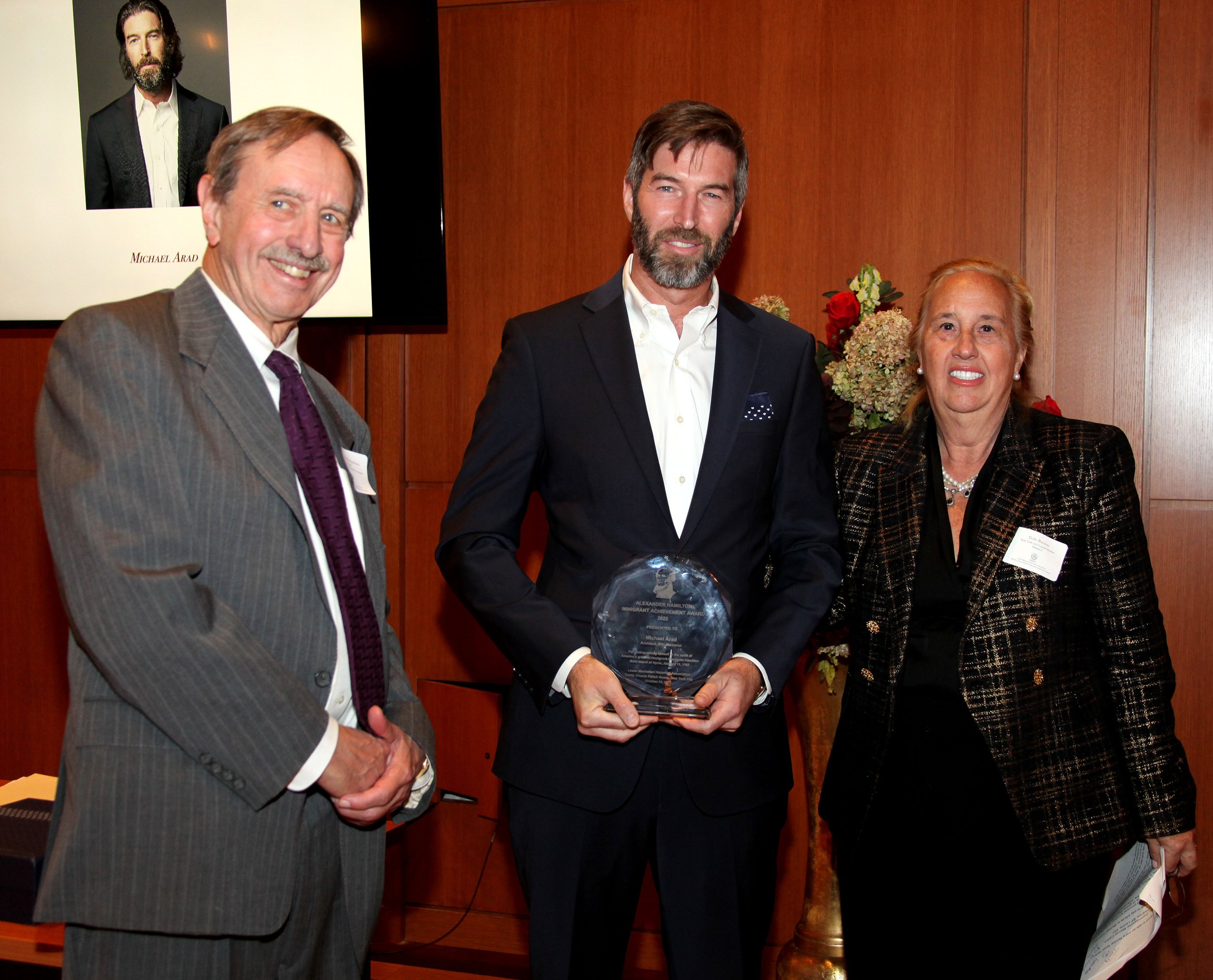   Ambrose M. Richardson , President LMHA,  Michael Arad  2022 Awardee, and  Gale Brewer  New York City Council Member District 6 and Former Manhattan Borough President 