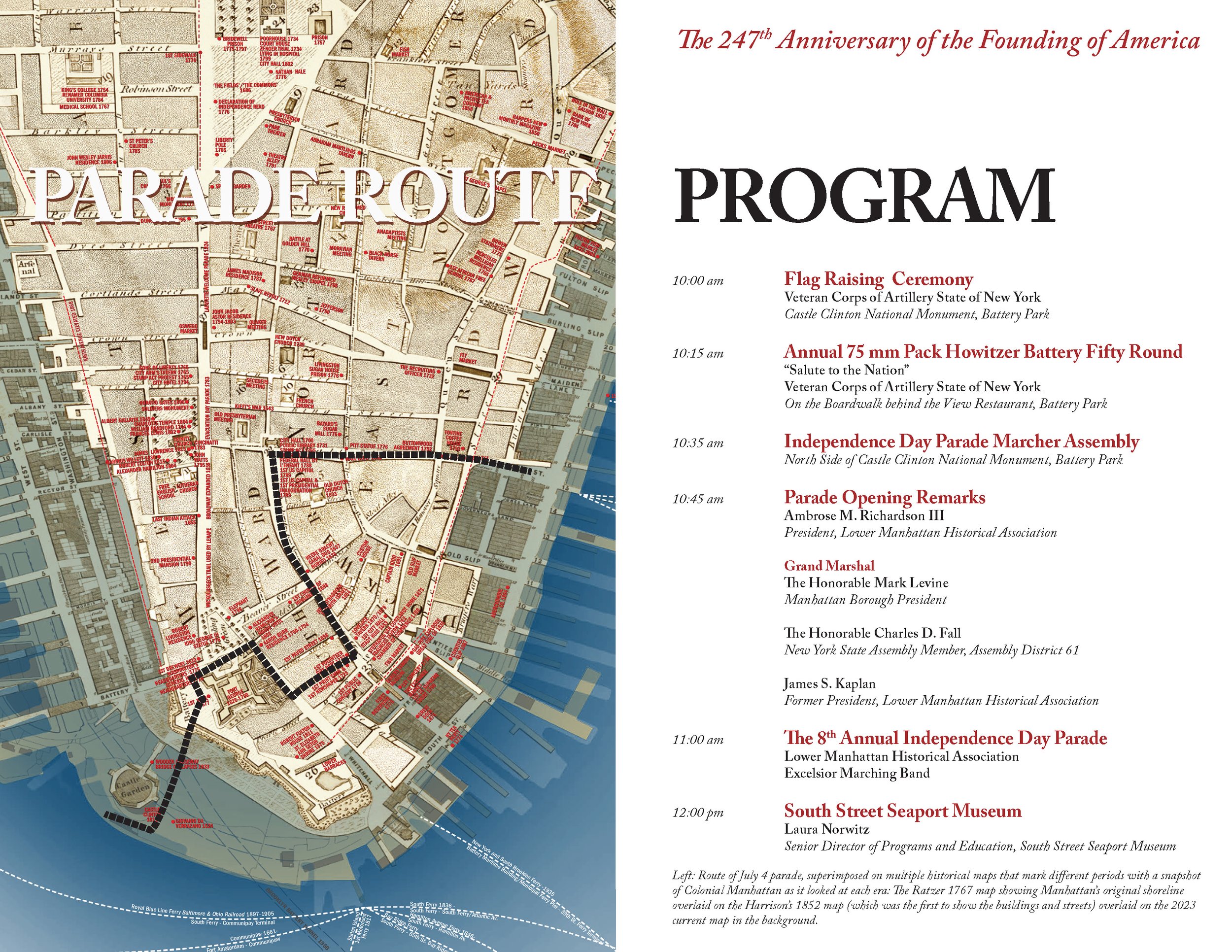 July 4th 2023 Parade Program - Parade route and Schedule