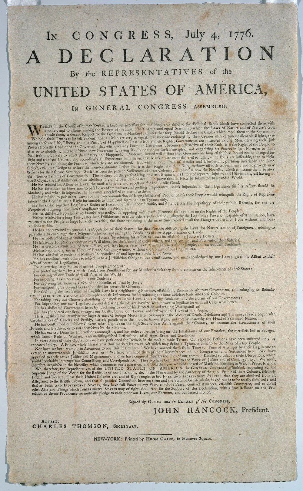1st public reading of the Declaration of Independence in NY