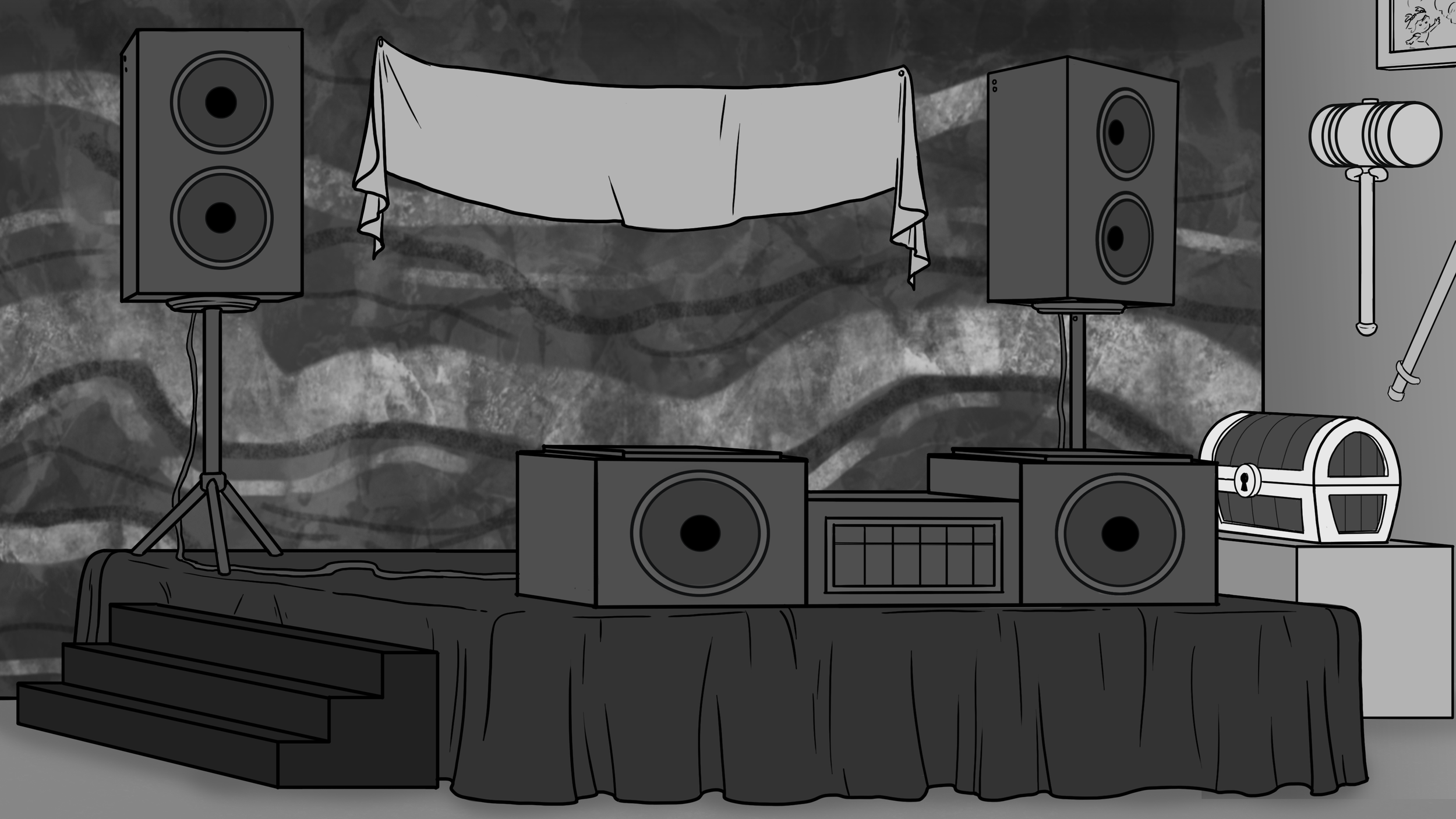 Greyscale Background for Superhero Base 06; Shelved; Photoshop, April 2024