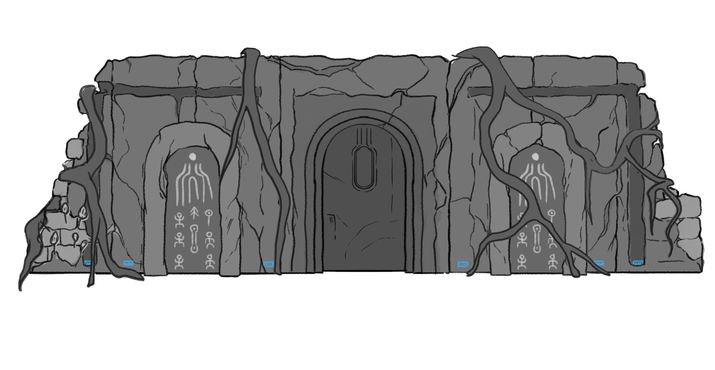 Planning Designs for the Saber Guild Mustafar Temple Set Wall (With Vines), Photoshop, 2024-2025