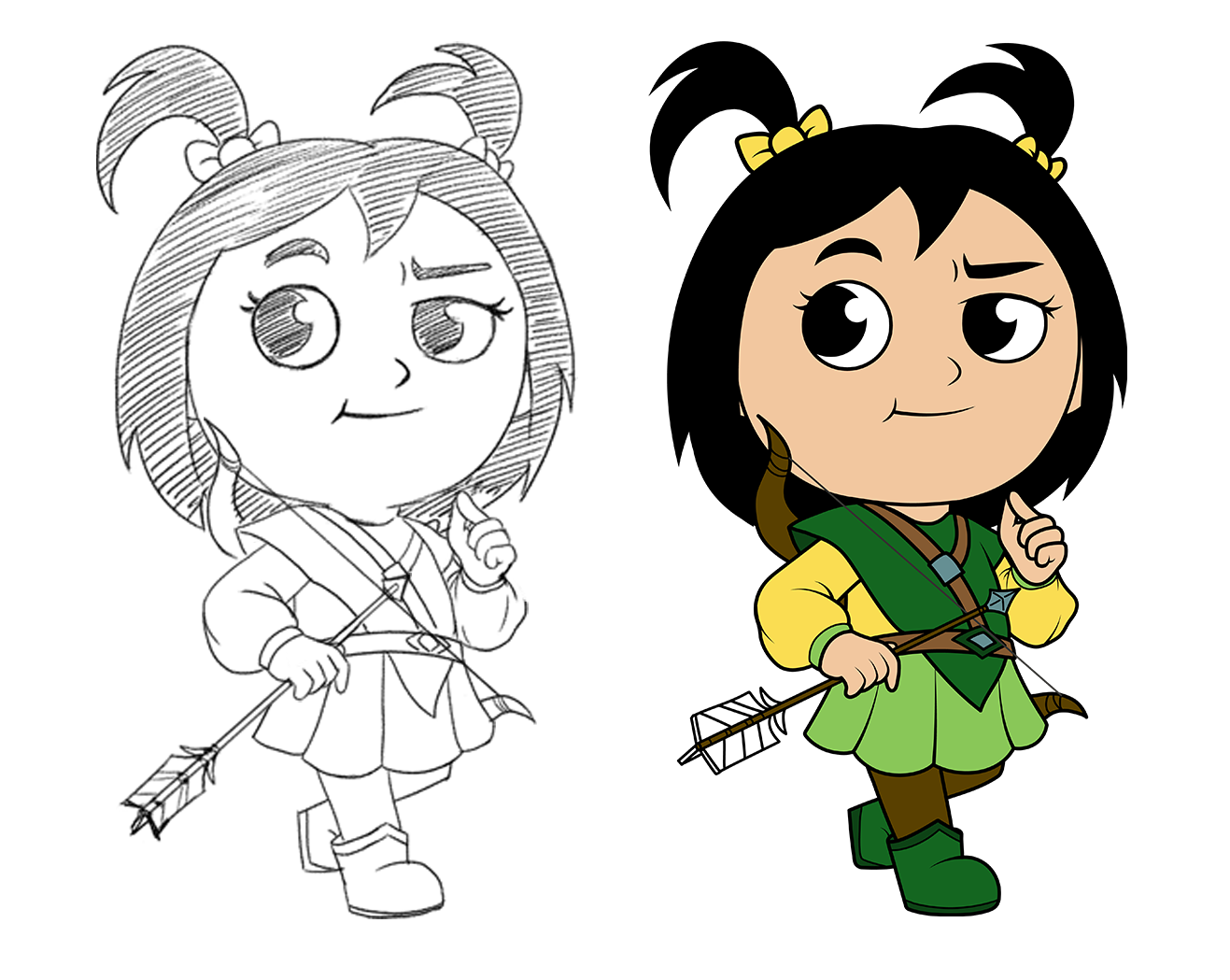 Scrapped Medieval/D&D Theme, Emma as a Ranger, Passive pose; Digital 2023