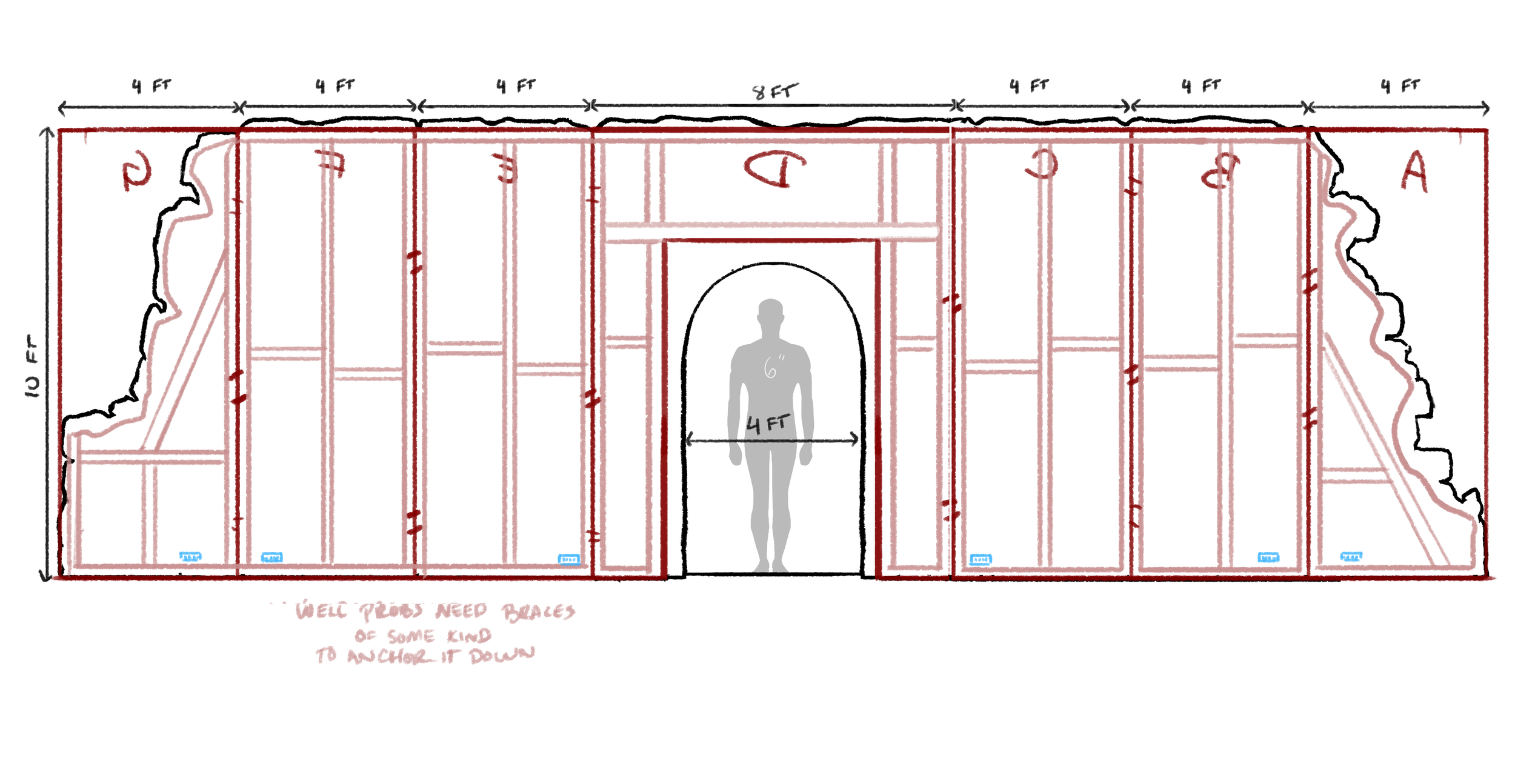 Planning Designs for the Saber Guild Mustafar Temple Set Wall (Segments Back), Photoshop, 2024-2025