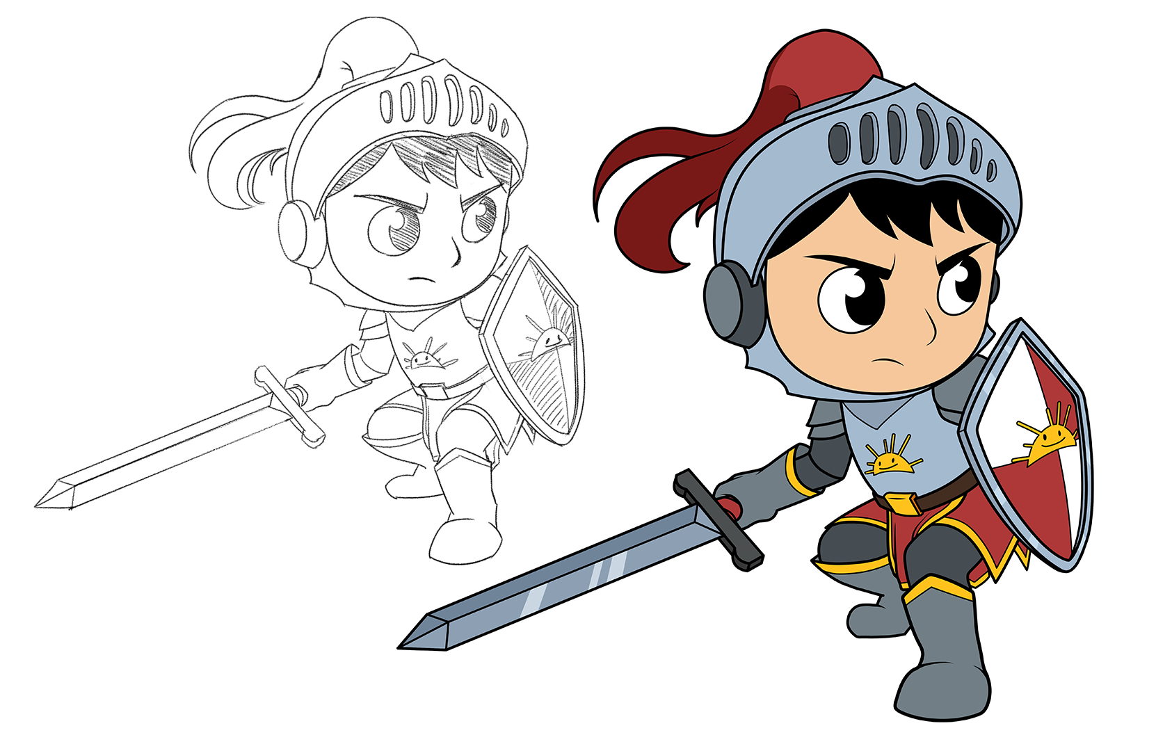 Scrapped Medieval/D&D Theme, Ryan as a Knight, Action pose; Digital 2023
