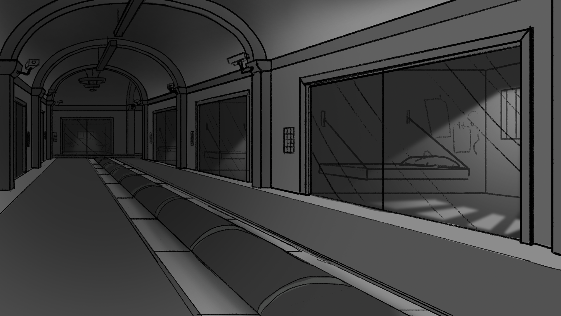 Background Concept for Supervillain Jail 04; Photoshop, April 2024