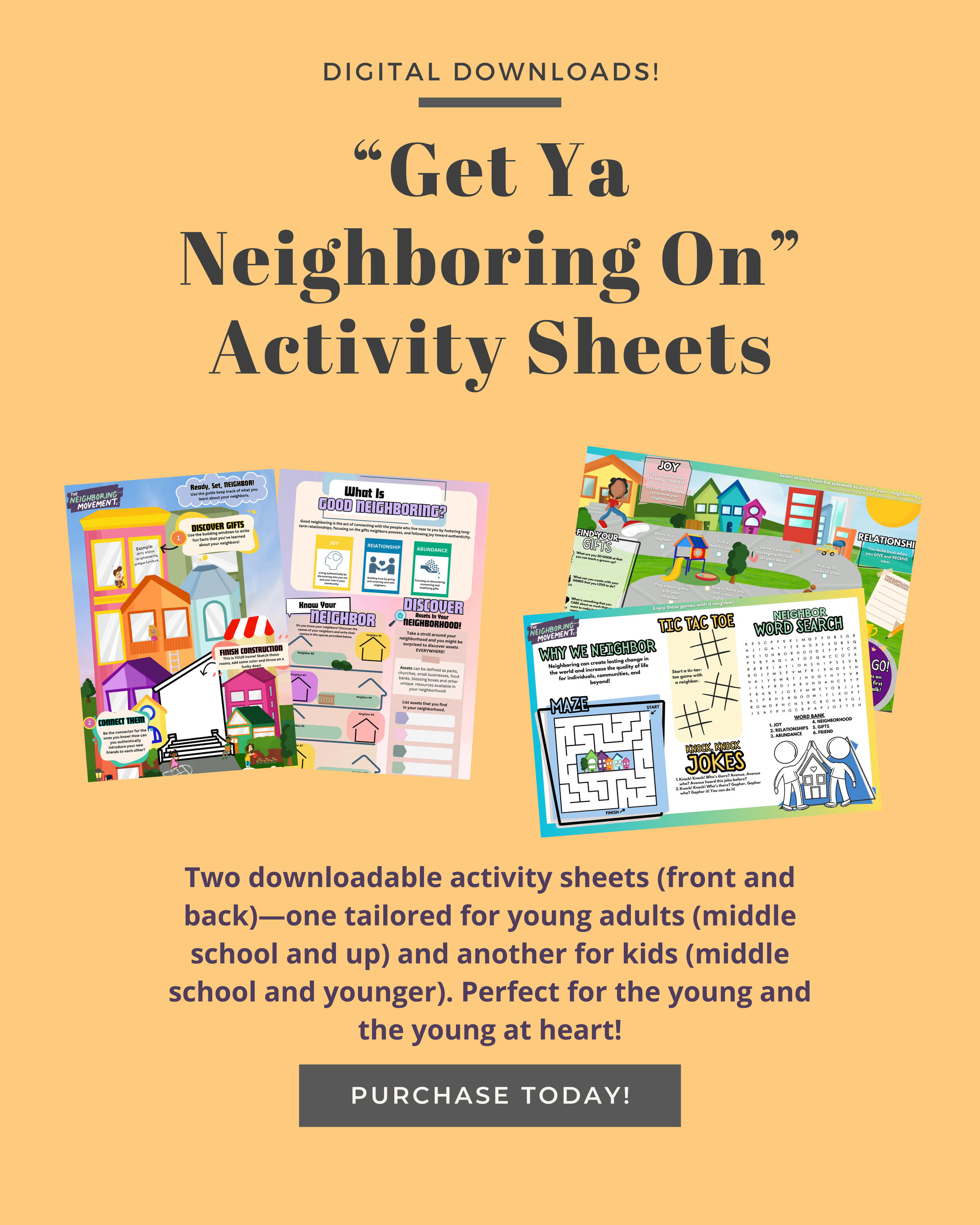"Get Ya Neighboring On" Activity Sheets