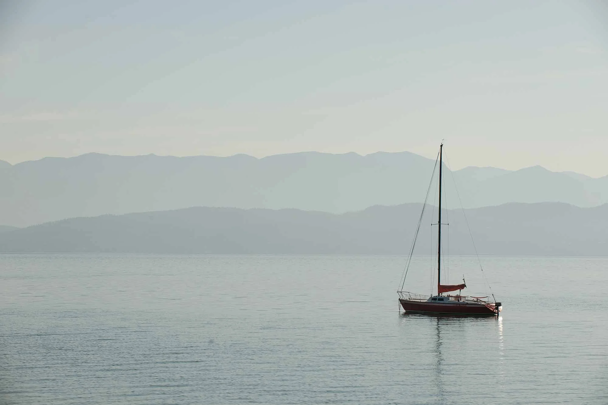 Sailboat on Flathead Lake near Bigfork, Montana