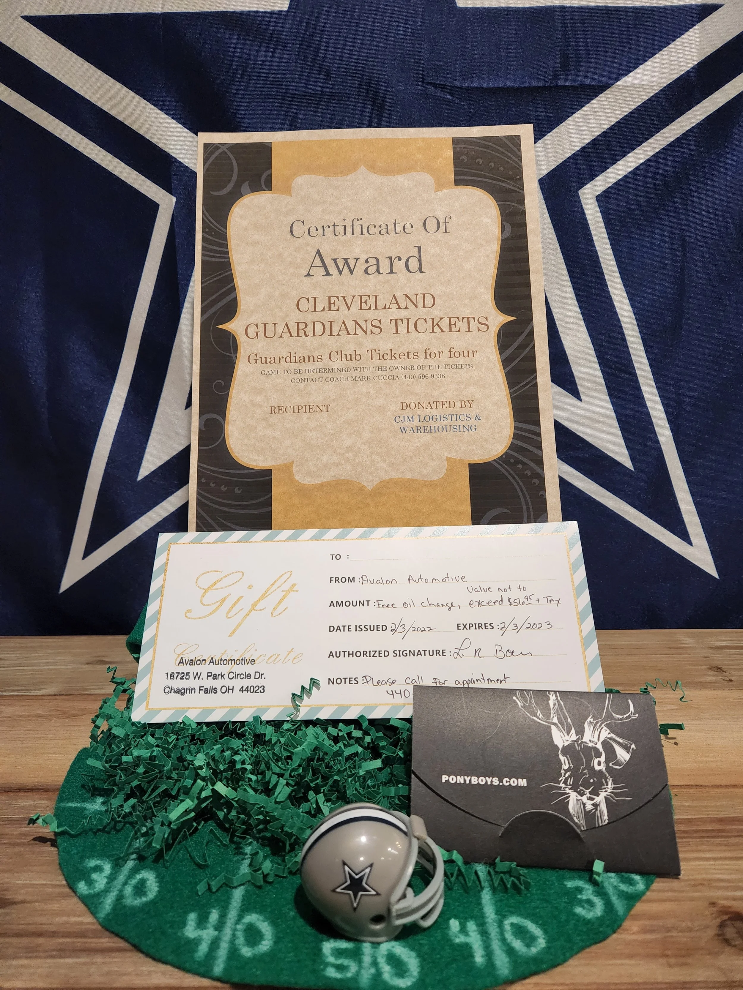 Prize Package 23 - 

Donated by:
CJM Logistics & Warehousing,
Avalon Automotive,
Ponyboys Restaurant