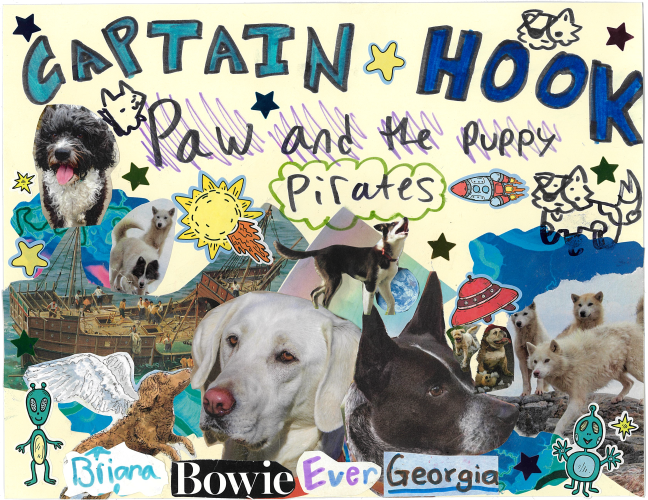 collage flyer for captain hook paw and the puppy pirates