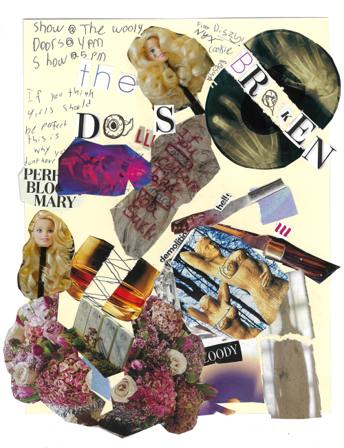 collage flyer for the broken dolls