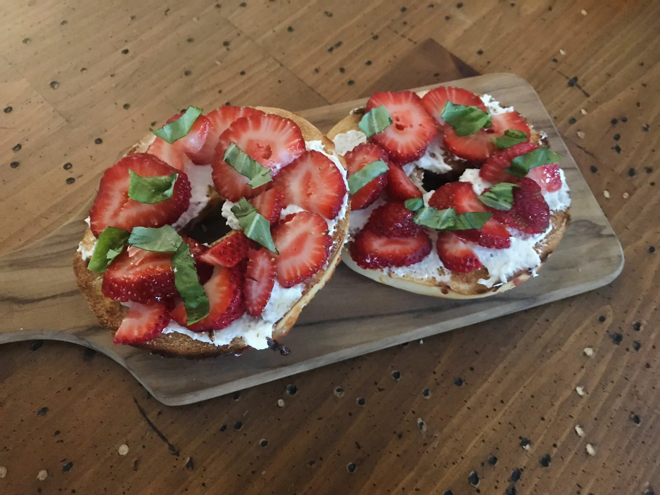 Strawberry&amp;Honey with Basil Bagel