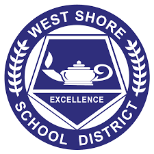West Shore School District emblem featuring a paintbrush, teapot, and the word 'Excellence'