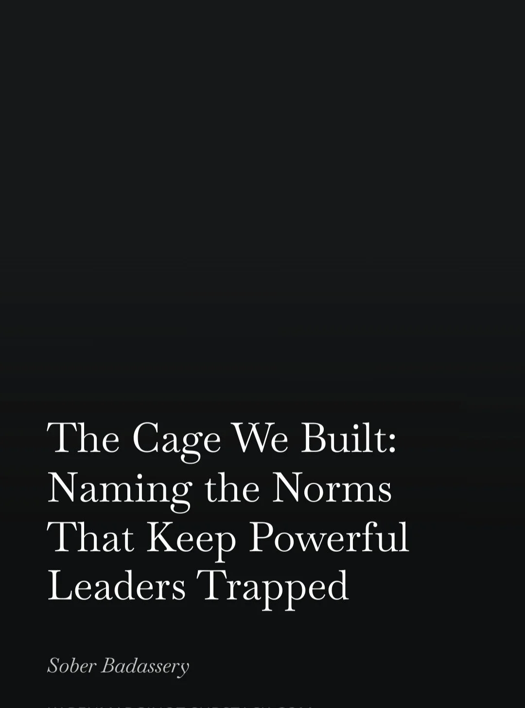 New essay today: &ldquo;The Cage We Built.&rdquo;

This essay started after I read a Fast Company article about the workplace culture inside one of Jeffrey Epstein&rsquo;s organizations. It wasn&rsquo;t about the crimes, but about the day-to-day offi