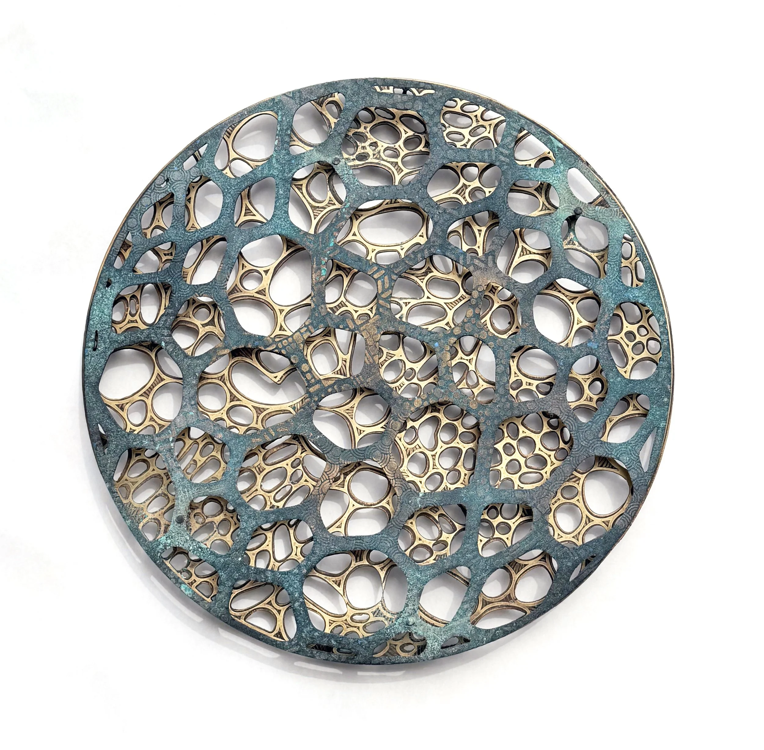 Calculated Risk, 24" diameter, etched and patinated brass