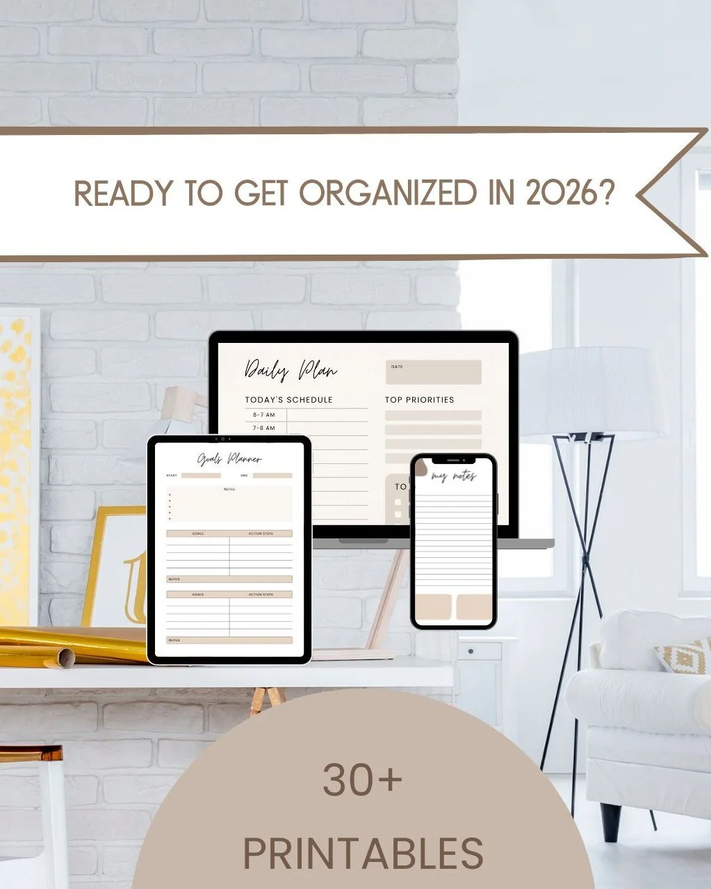 If you are ready to feel more organized in 2026, you need to map it out. With this digital pack of 30+ printables, you can plan your day, week, month, and year! These can help you in both your personal life and business. They are ultra flexible with 