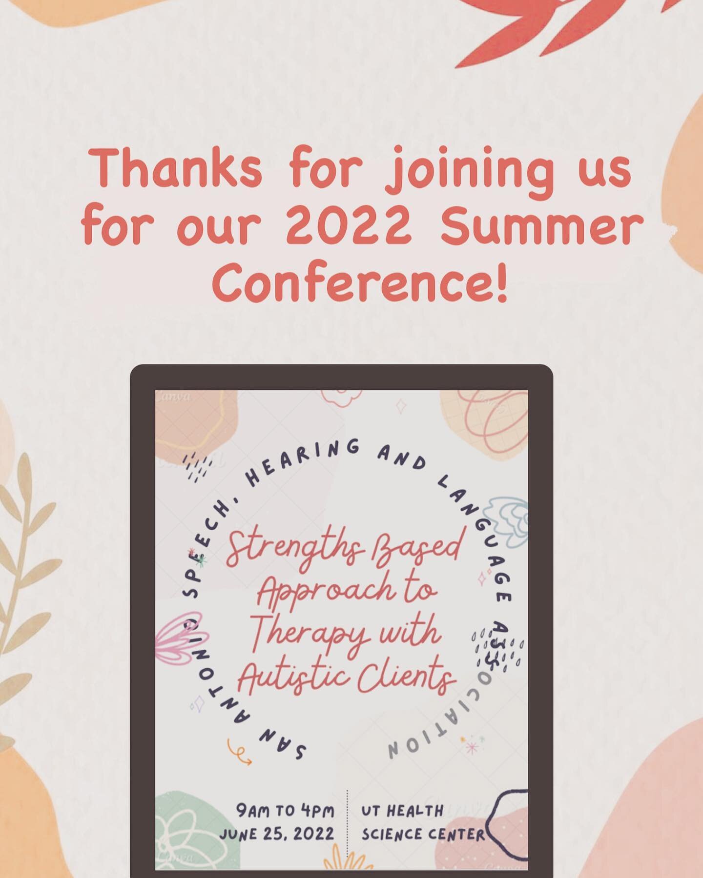 Thank you everyone that was present for our 2022 Summer Conference!

We had a great time and learned a lot from @neurodiverse.ot. 
Lots of knowledge, curiosity, interest, and interaction! 

We hope everyone had as much fun as we did! 

Our Fall 🍂 co