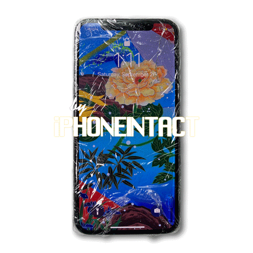 Broken iPhone X, animated before and after iPhoneIntact MOBILE iPhone Repair. Shortcut to nearby screen replacement options for iPhone X, iPhone XS, iPhone XS Max, and iPhone XR