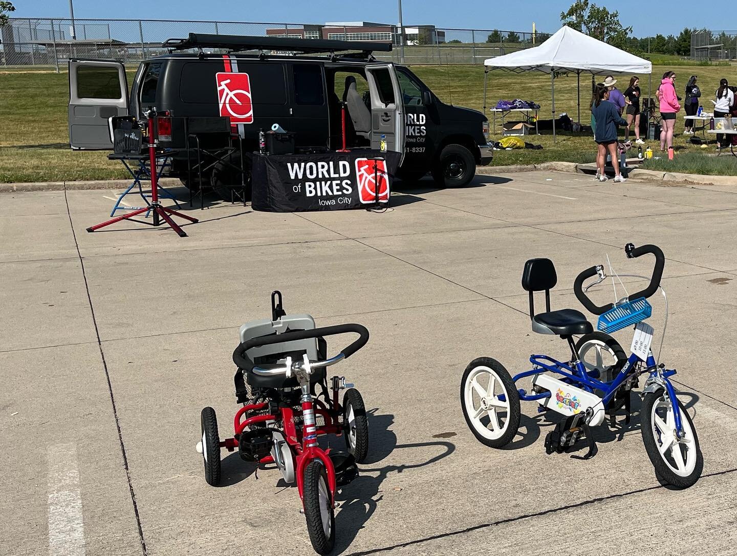 World of Bikes set up at the Childserve Adaptive Bike Camp. Great to see all these awesome young peddlers having fun in bikes.