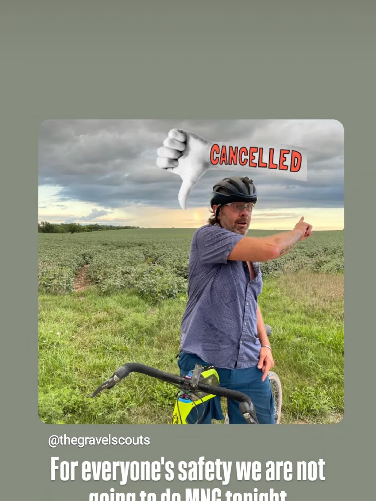 🚨Monday Night Gravel is CANCELLED tonight due to risk of severe storms!🚨