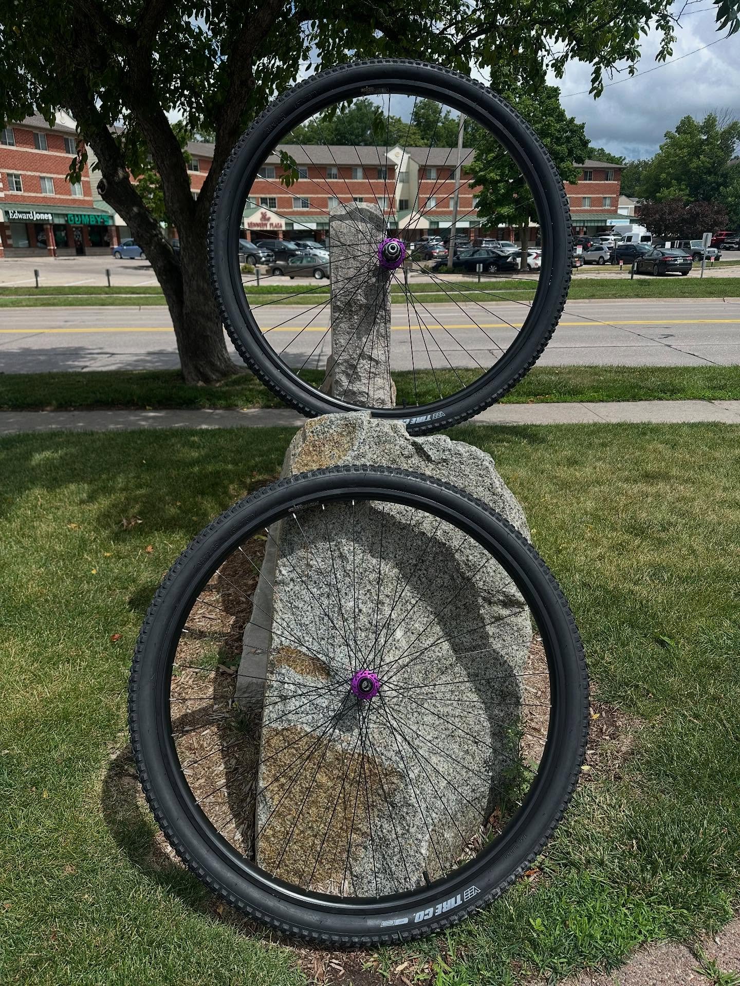 We&rsquo;ve been building a bunch of custom wheels lately, but these were unique.  Part of the @designbuildrideuiowa frame building class, these 36&rdquo; wheels will be paired with a custom frame. The 6&rsquo;8&rdquo; rider knew the 36&rdquo; platfo