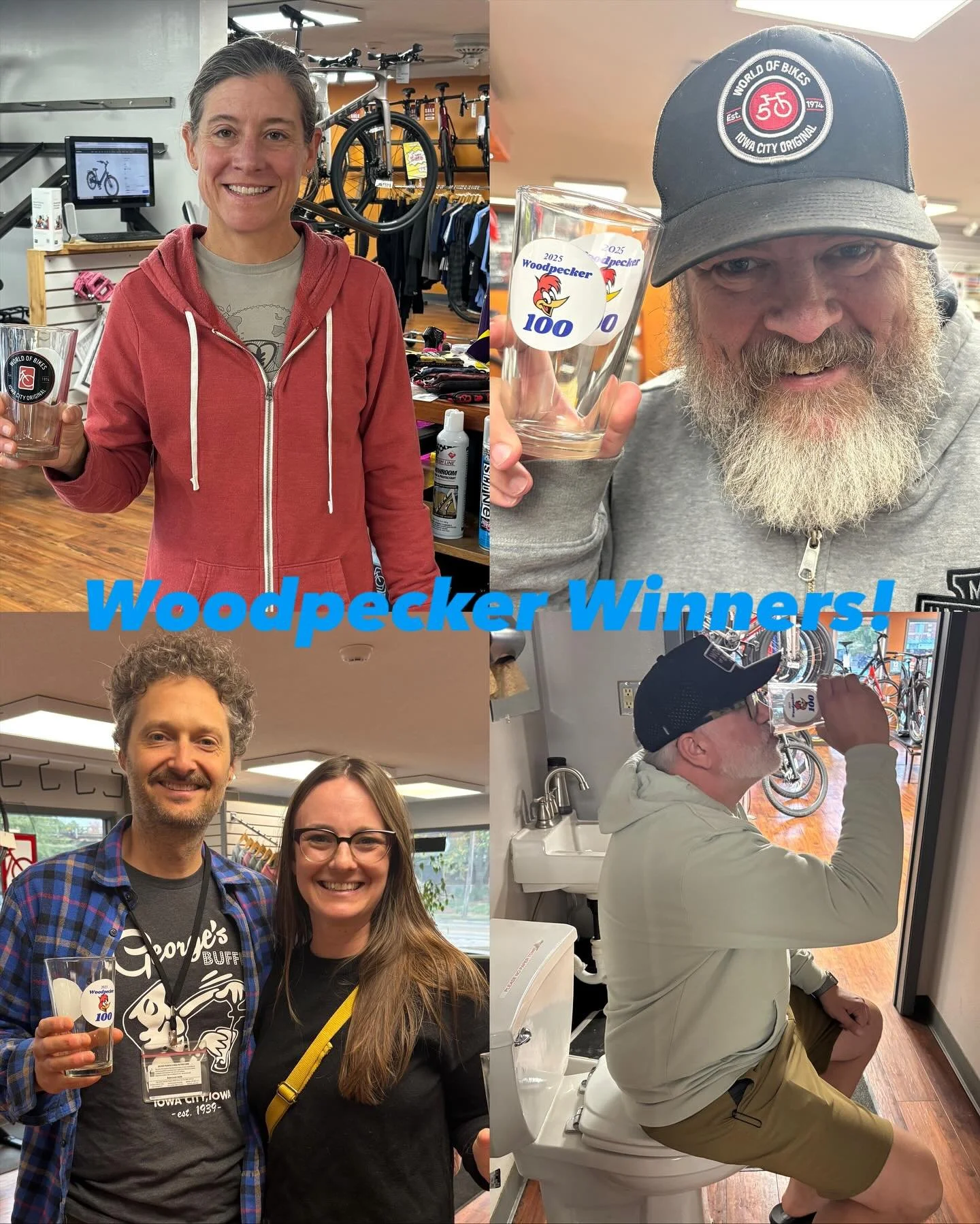 Five more Pint Glass winners. These five were all bumping into each other on the trail doing laps for the last week. Laura Max was our first female finisher. Todd Young did his 100 on a fat bike. LeAnn Dahn and Brian Smith rode their miles together a