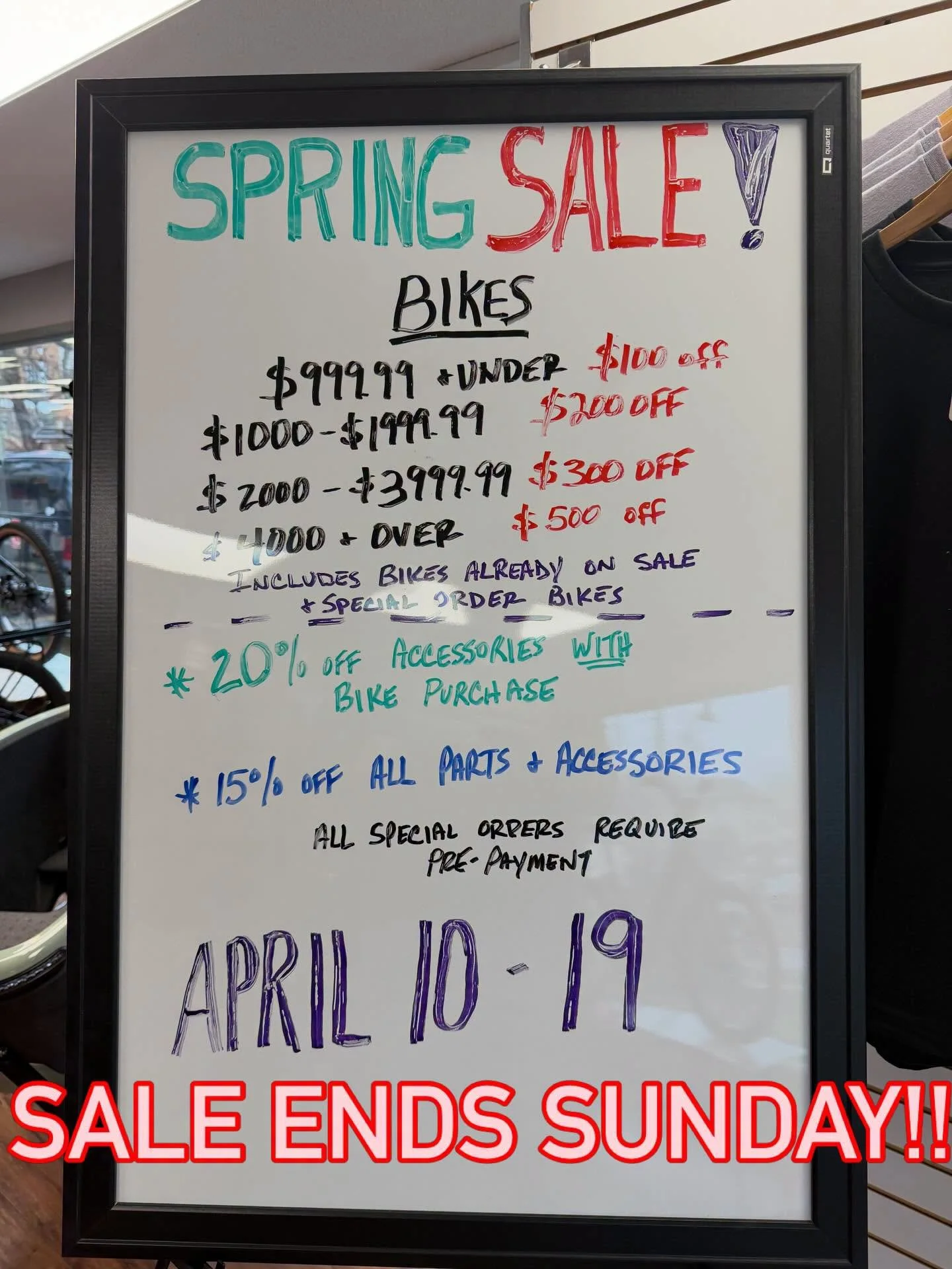 FINAL WEEKEND!! Our Spring Sale end on Sunday! Don&rsquo;t miss out of some of the best deals of the year!  Everything in the shop is on sale&hellip;HECK even the stuff we have to order in for you is on sale! 

Stop in and get ready to ride!