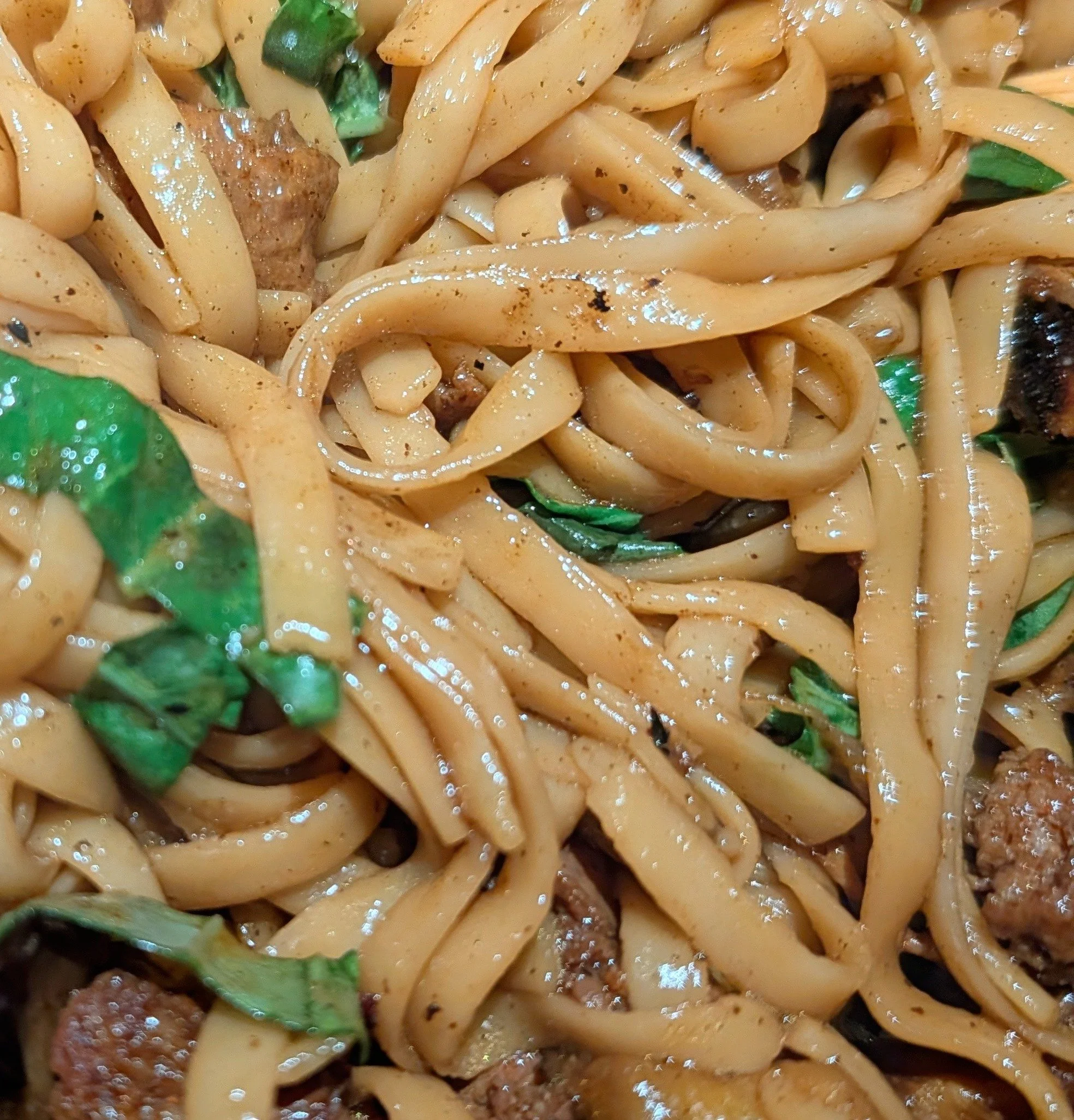Eggplant &amp; Chorizo Fettuccine with Fresh Basil