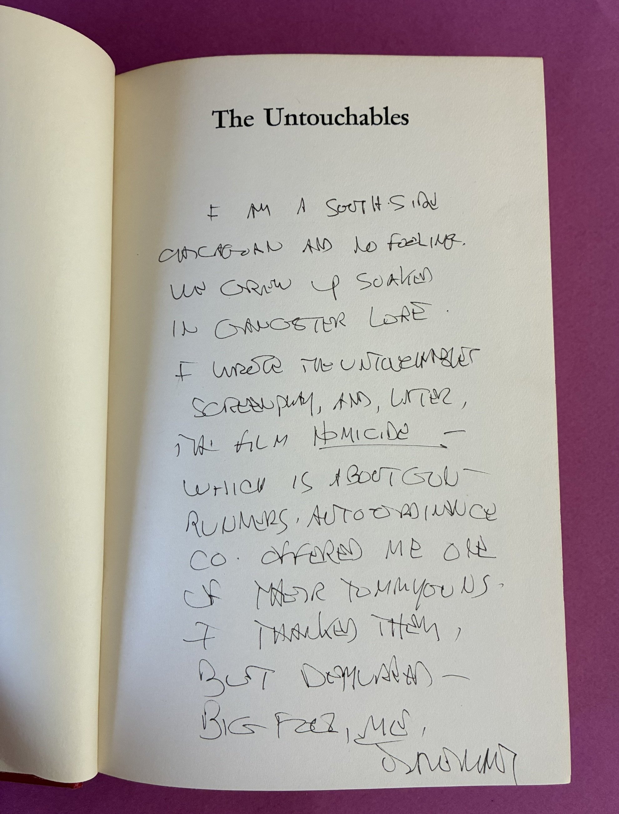 {Mamet, David} The Untouchables.jpeg Inscription.jpeg