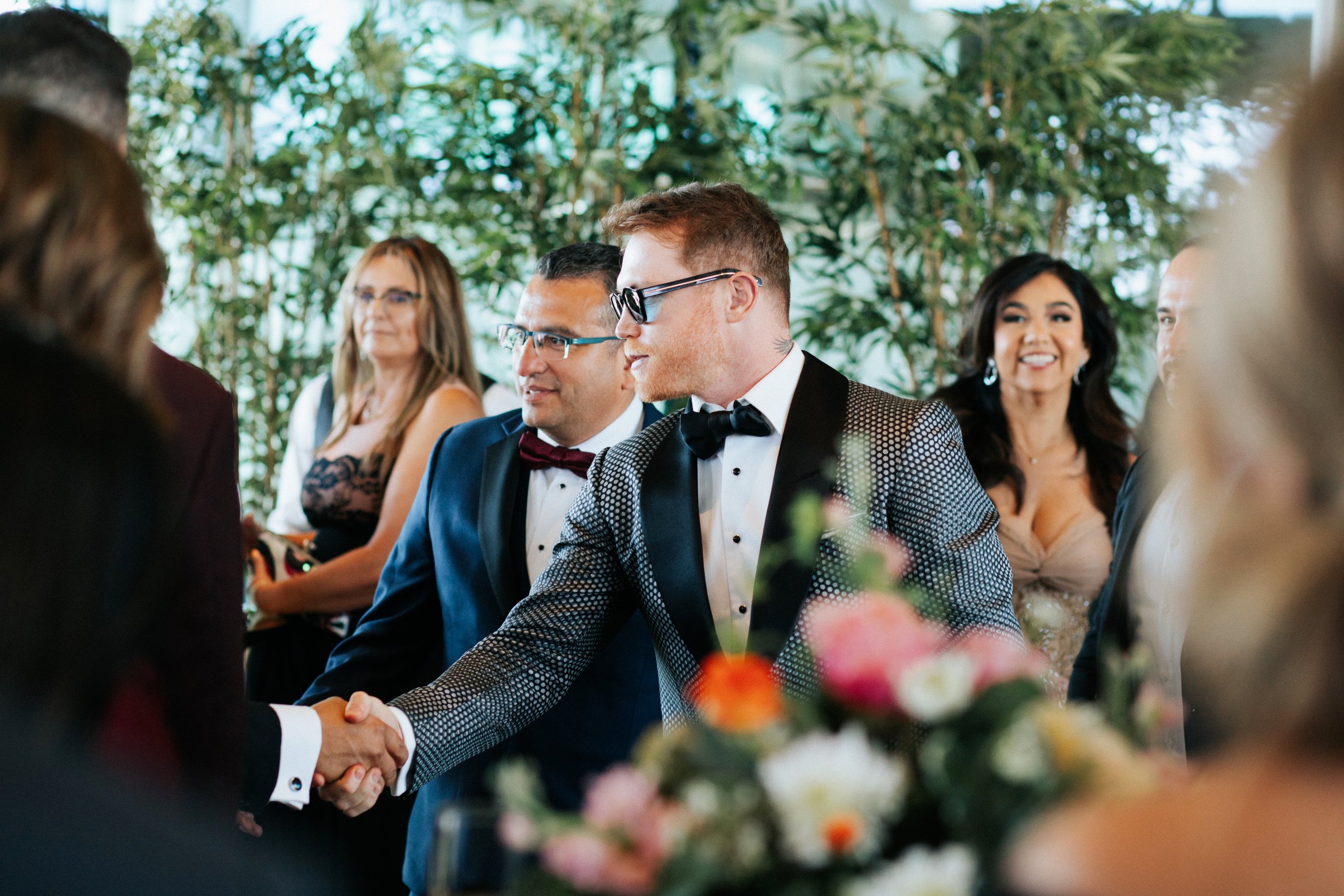 Four weight class world champion Canelo Alvarez shaking hands at Table Mountain Casino Resort
