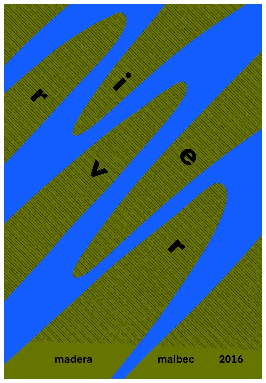 A poster design showcasing the fictitious company of River Wines with a minimalism approach. Poster design by Carmelo Rossette.