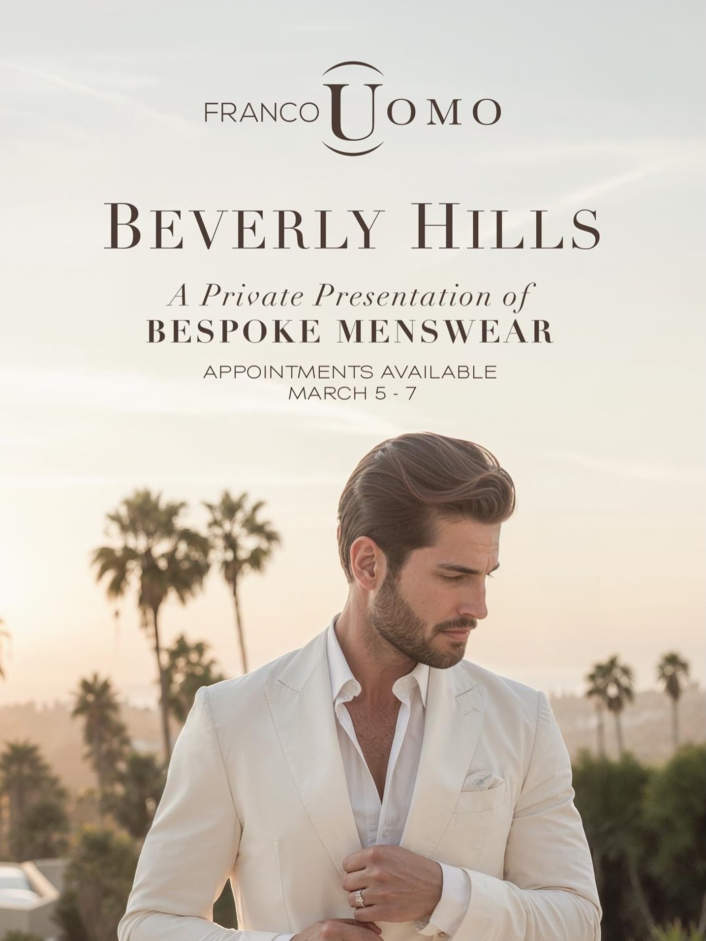 Franco Uomo arrives in Beverly Hills for a private presentation of bespoke menswear.

From March 5&ndash;7, experience a curated selection of world-class designer fabrics for Spring/Summer 2026&mdash;presented through our signature approach to struct