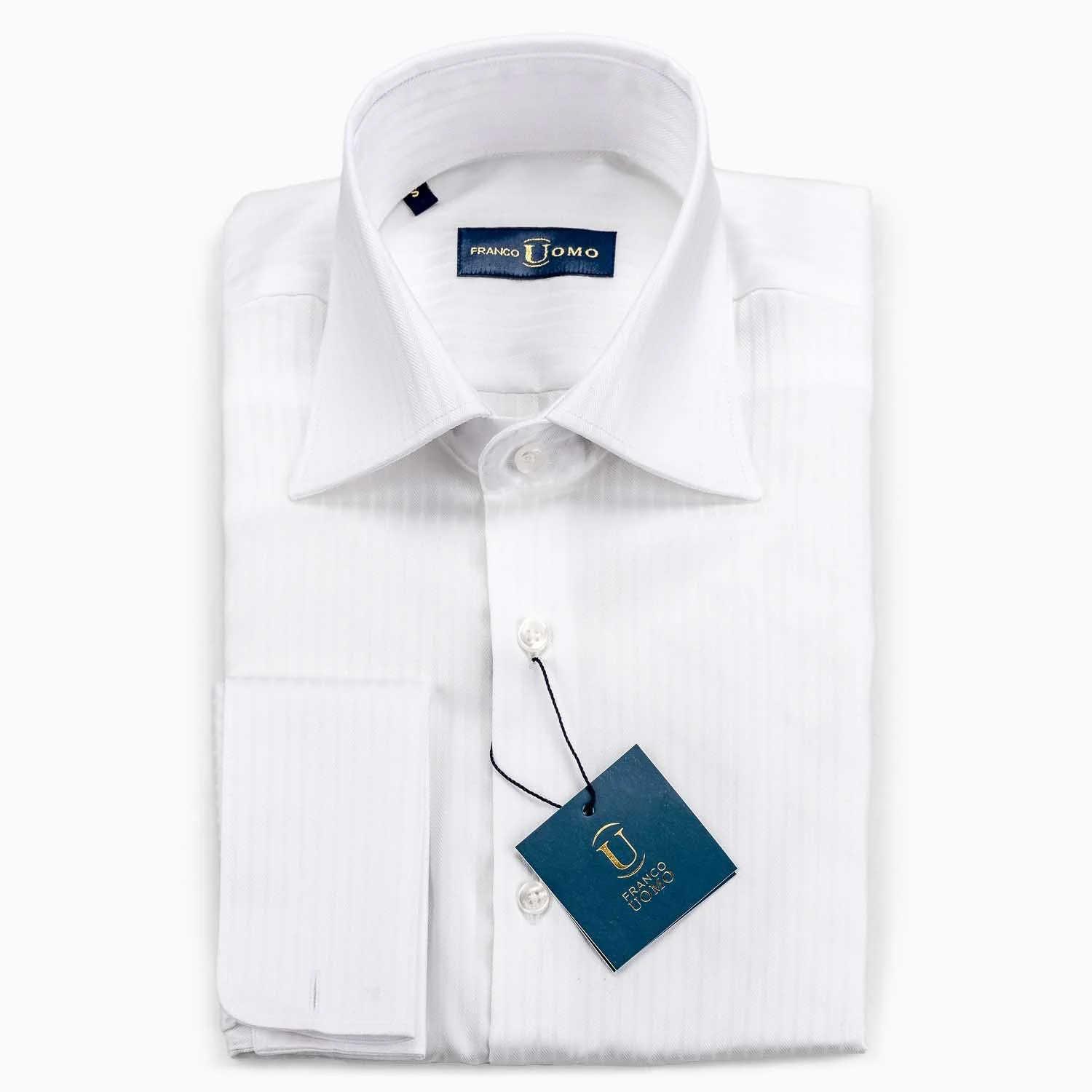 white christmas dresses Louis Copeland Slim Fit Double Cuff Shirt - Blue main image 1