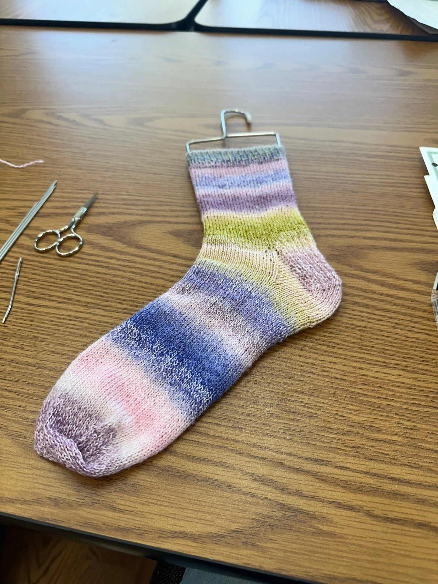 Wow, what an amazing sock! 🧦 The yarn choice is perfect and the knitting looks flawless. Way to take the techniques taught in the &quot;Intro to Sock Knitting&quot; Class at In Between Stitches and making them shine. Keep up the great work! 👏🎉 #So