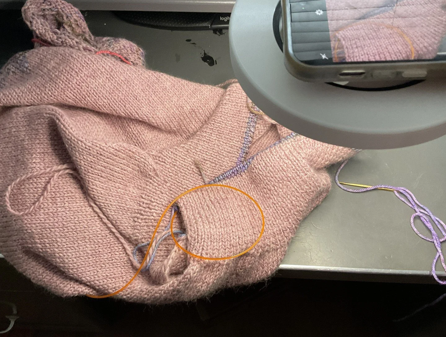 This is a huge chunk of my day: overhead cam rolling, needles clicking, breaking down sweater techniques for Sweater Club. Love making the tricky parts feel doable.  #SweaterClubMembership #SweaterClub #VieiraArtisticDesigns #KnittingSweatersLikeABos