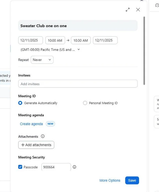 Some of the best learning happens in the quietest moments. 🎧💚
One-on-one Zoom calls with sweater club members and course students are my favorite part of what I do. There's something about having dedicated time, just us two, where you feel safe ask