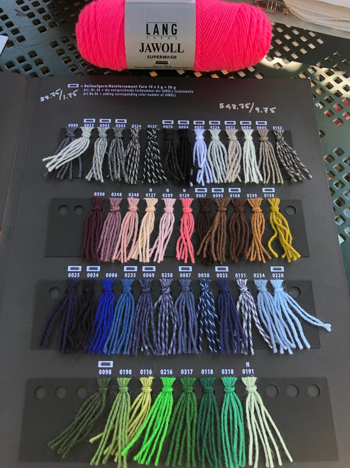 My absolute favorite lifeline trick? Lang's Jawoll sock yarn! This high-twist fingering gem makes saving your sanity so easy. 🧶🎉💡
Bright, unmissable colors pop against any row&mdash;you'll spot it instantly while knitting.
Bonus: Each skein hides 